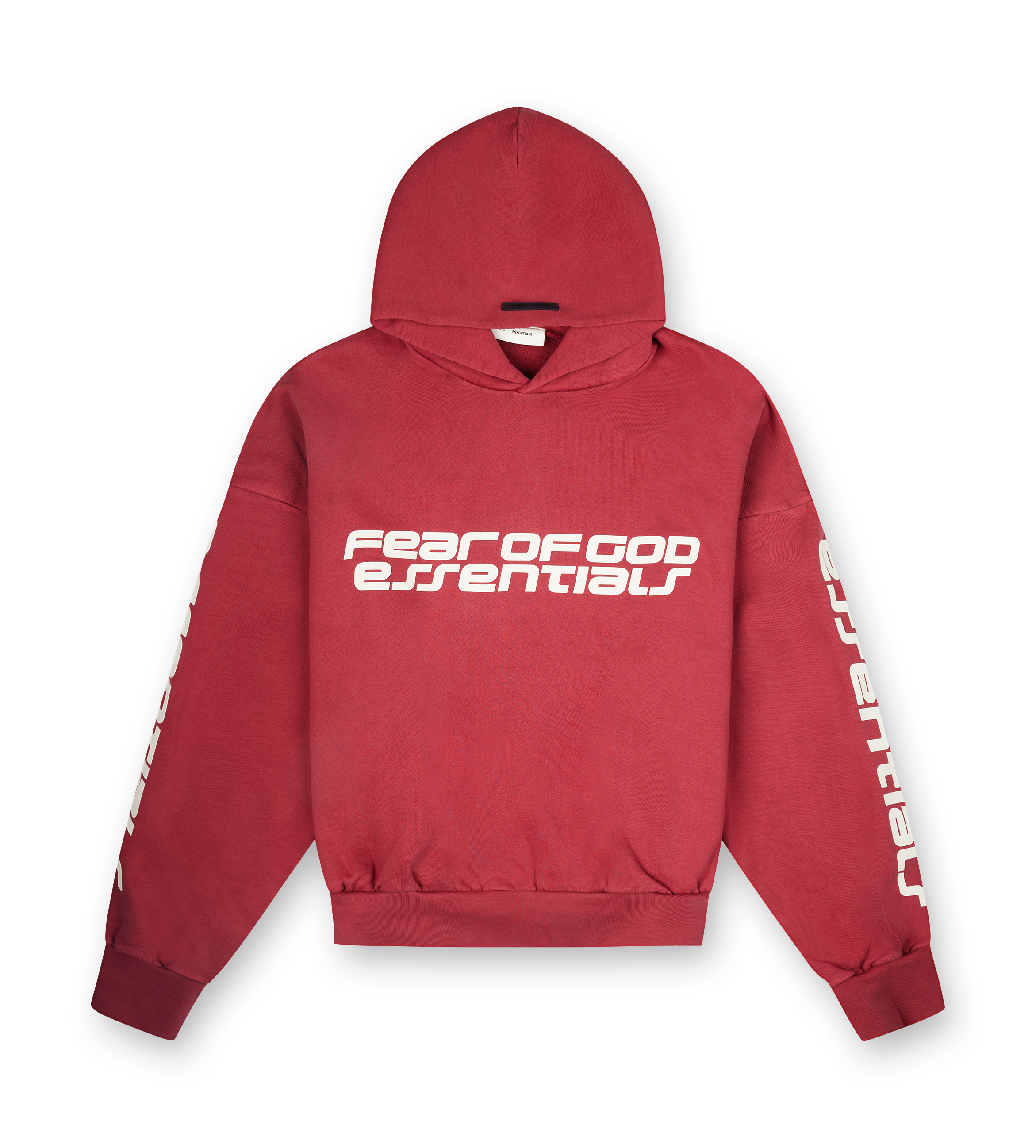 Fear of God Essentials cropped relaxte hoodie in karmozijnrood