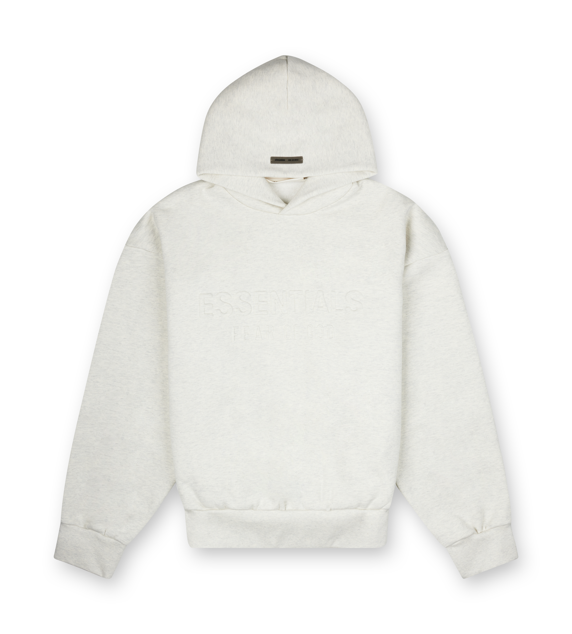 Fear of God Essentials Embossed Essentials Classic Hoodie in Oatmeal Heather