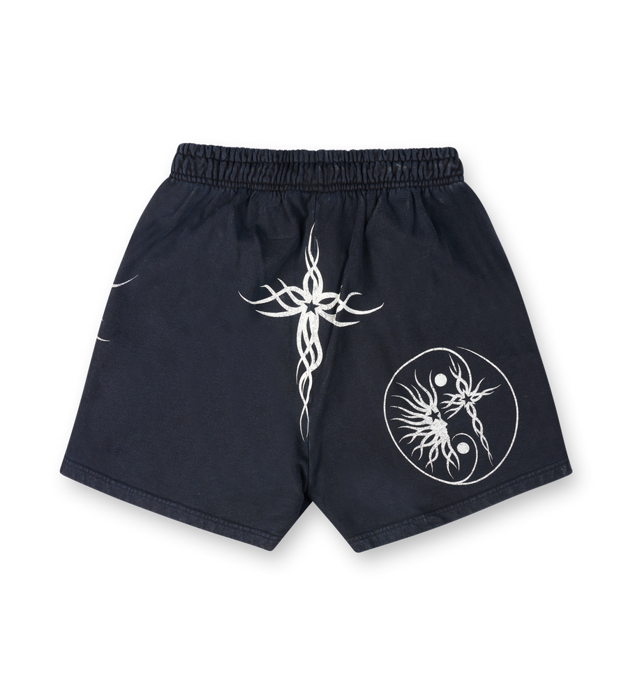 Hellstar Flame Yang Shorts in Black