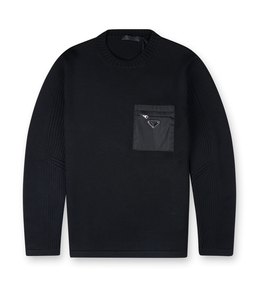 Prada PS26 UMB049 1W4X F0002 Girocollo Wol f.7+re-nylon Nero