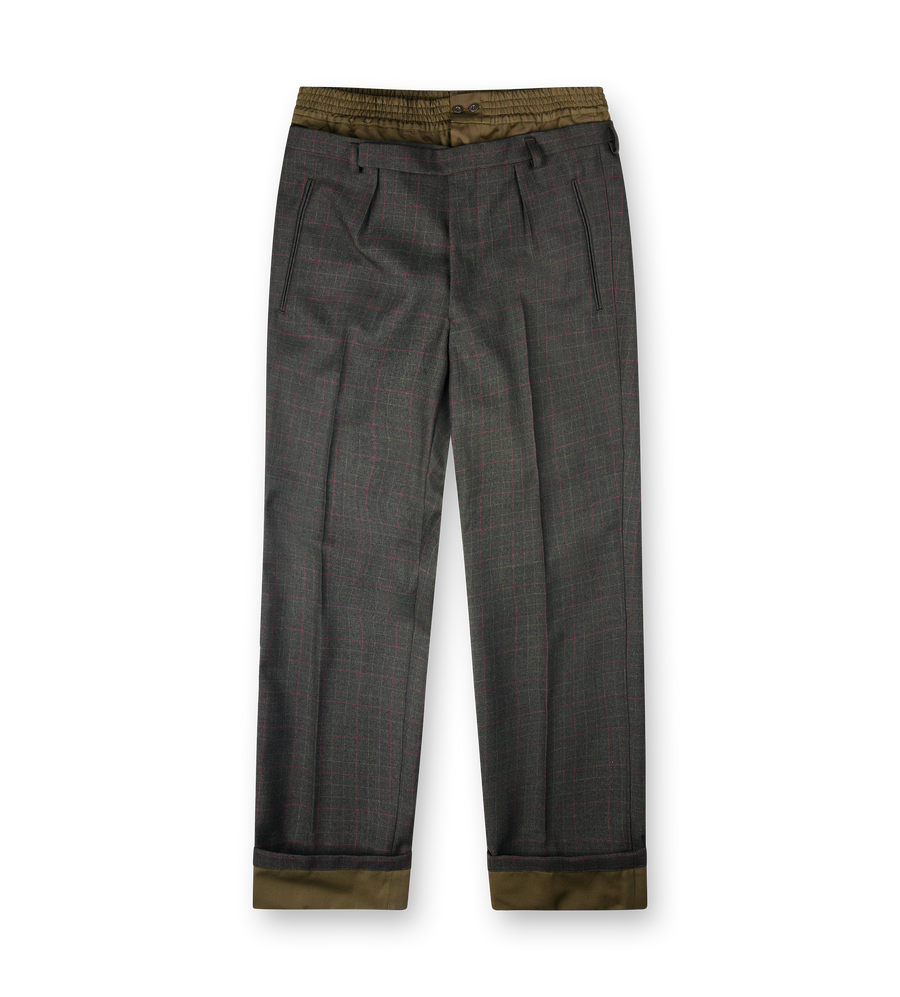 Prada PS26 UP0398 18U7 F0342 Pantalone Check Bosco