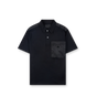 Stretch Cotton Polo Shirt with Re-Nylon Details in Black