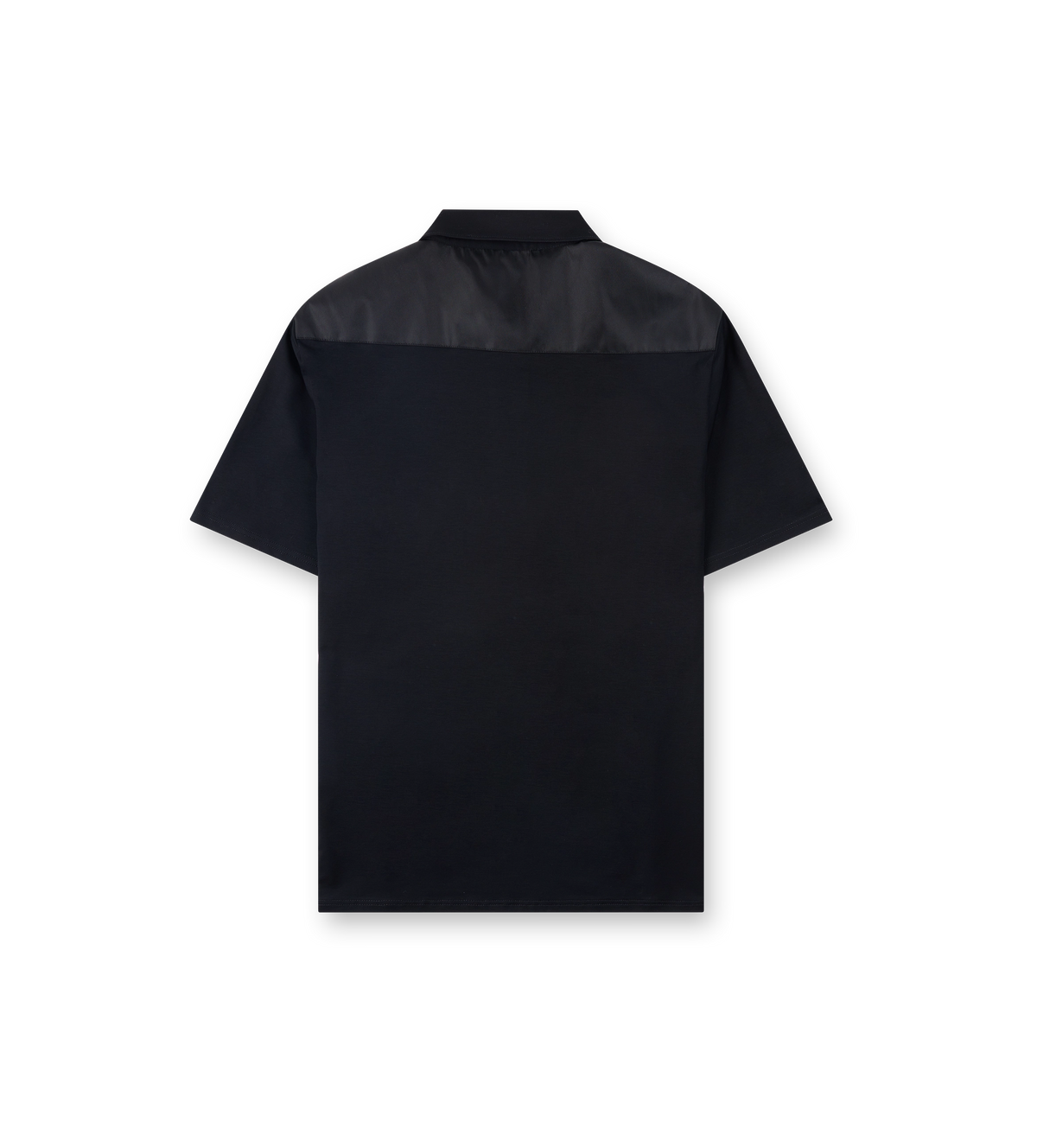 Stretch Cotton Polo Shirt with Re-Nylon Details in Black