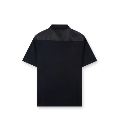 Stretch Cotton Polo Shirt with Re-Nylon Details in Black