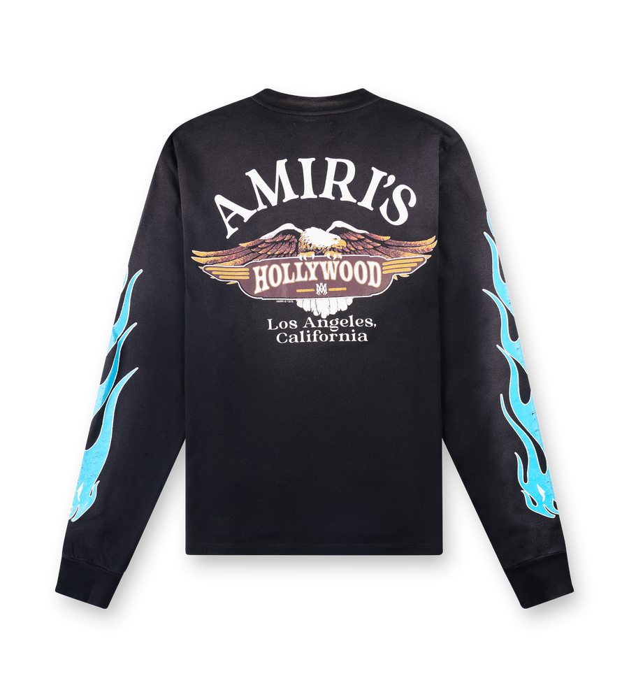 Amiri PS26 AMTOJR1038-001 AMIRI EAGLE FLAMES LS TEE Zwart