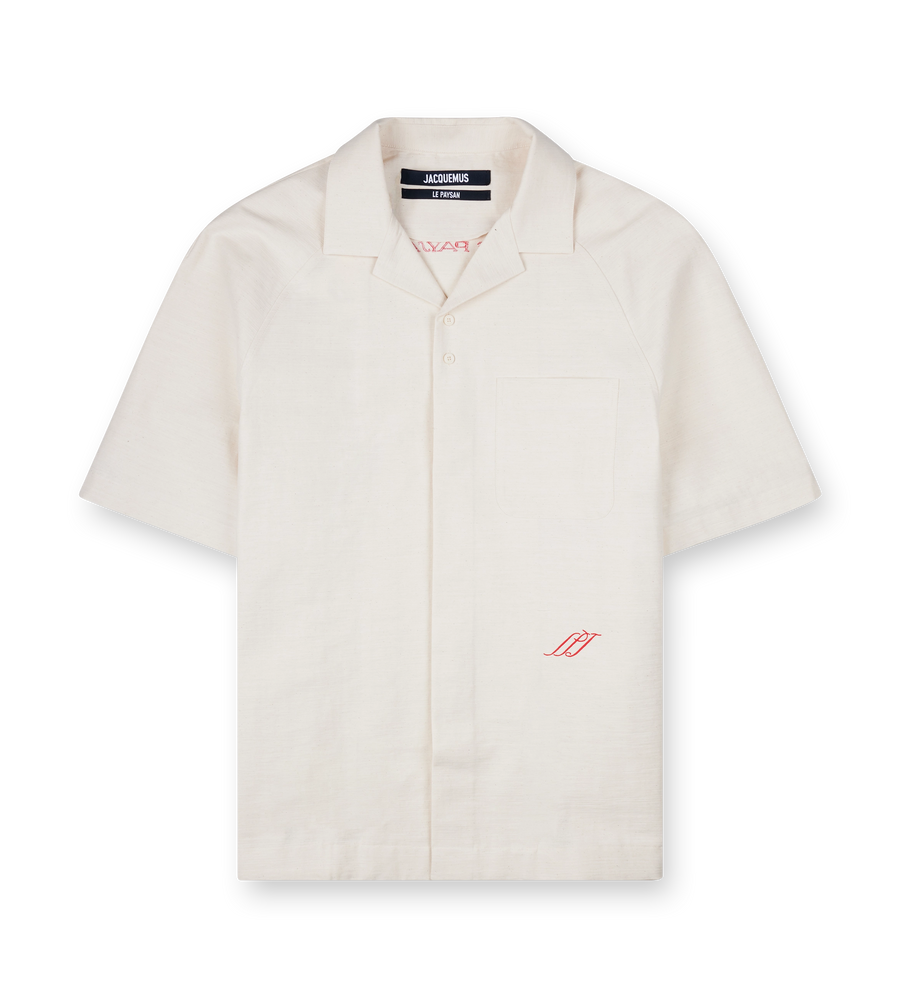 Jacquemus La Chemise Romarin Logo-Embroidered Shirt in Off-white