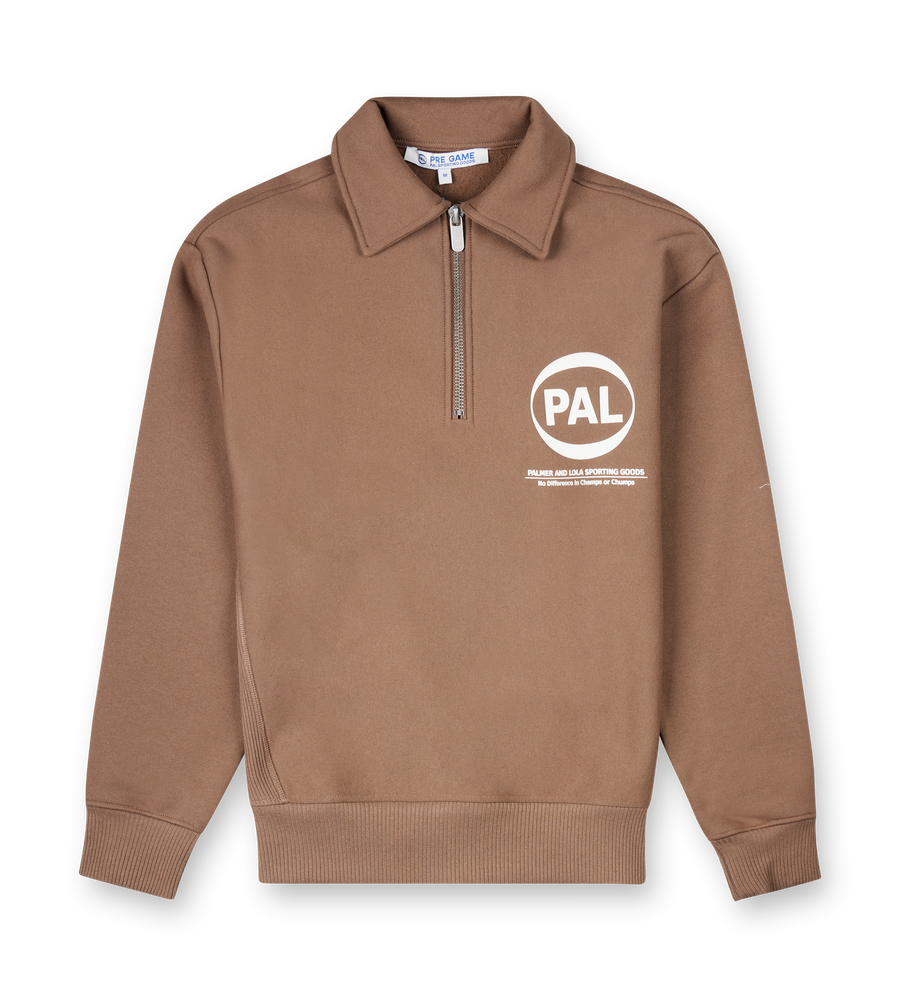PAL Sporting Goods Pre-Game Half-Zip Sweater in Brown
