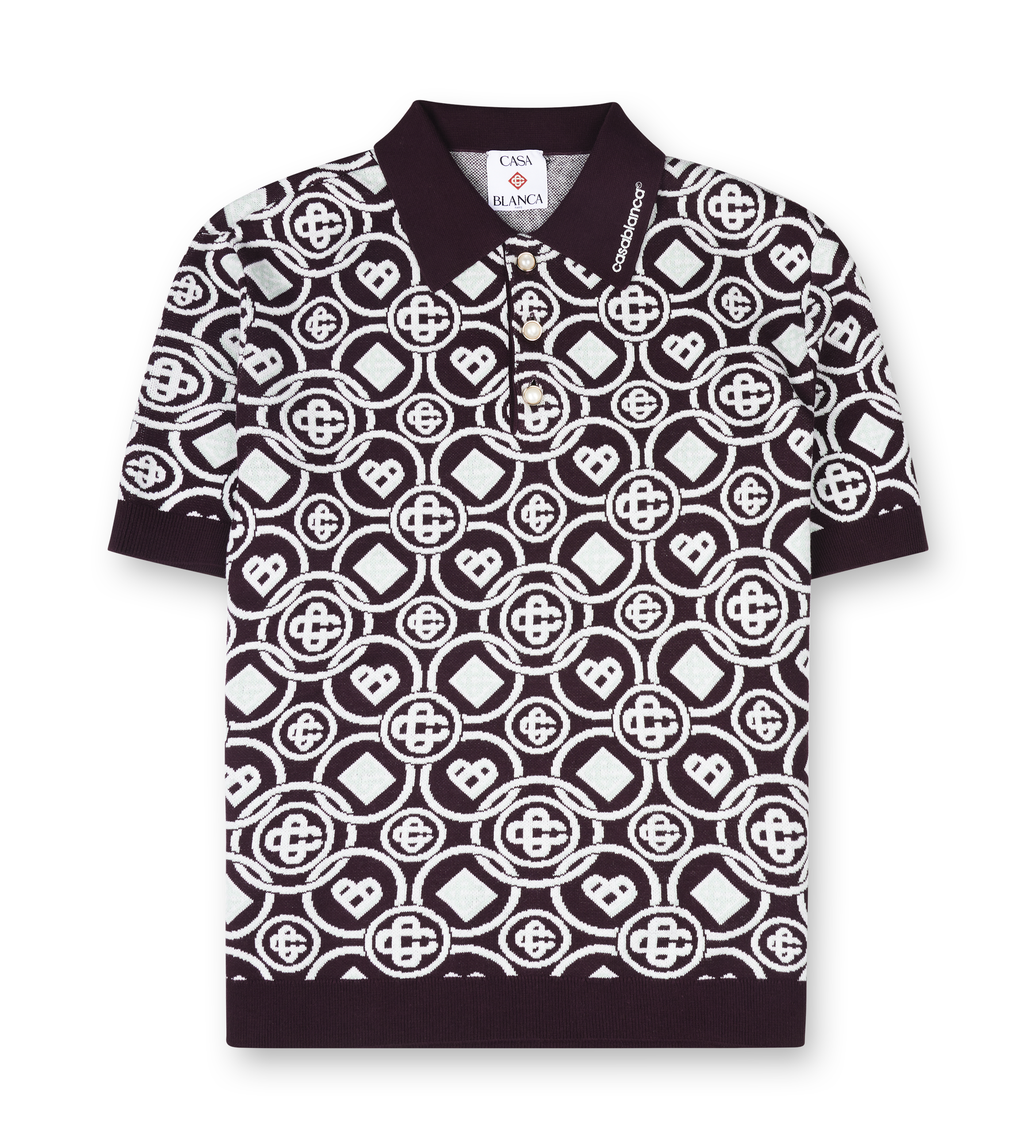 Aubergine and white patterned Casablanca polo shirt