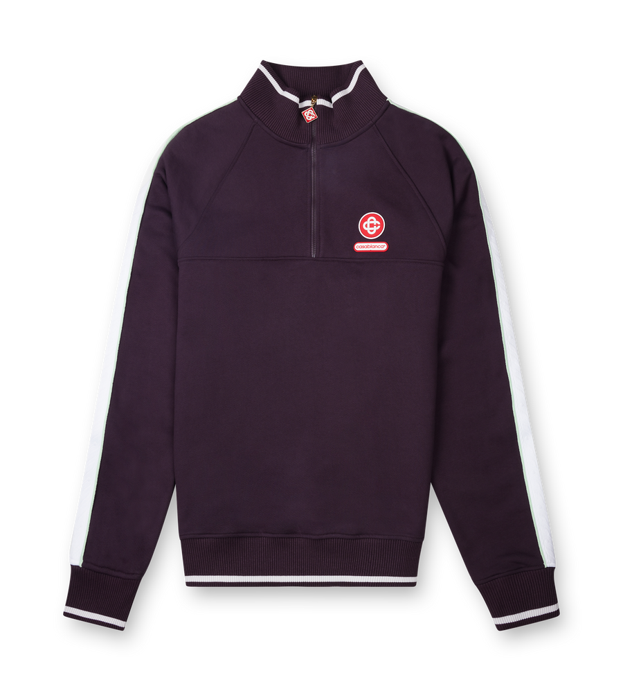 Casablanca Quarter Zip Laurel Sweatshirt in Aubergine