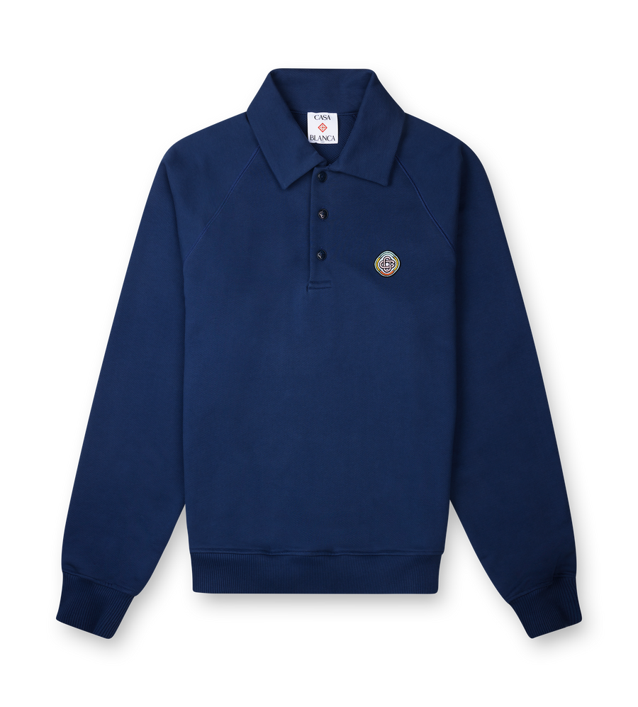 Casablanca Polo Collar Sweatshirt in Navy