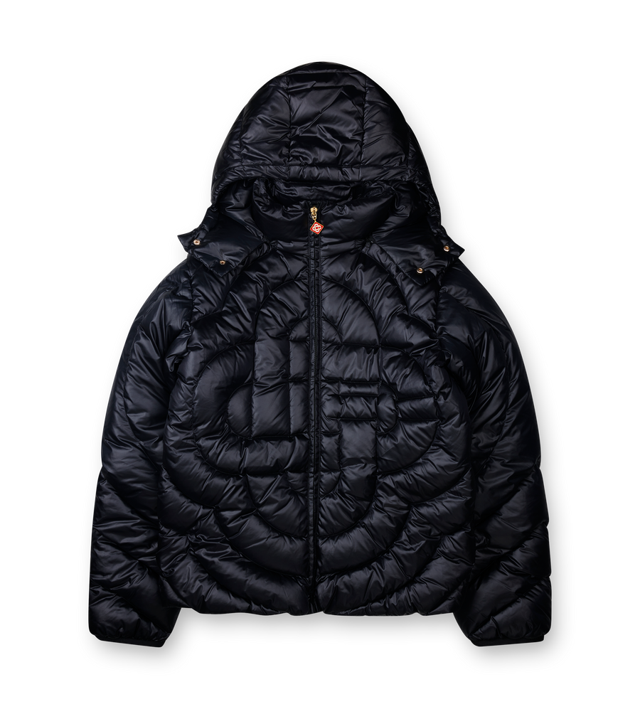 Casablanca Monogram Quilted Nylon Puffer Jacket in Black