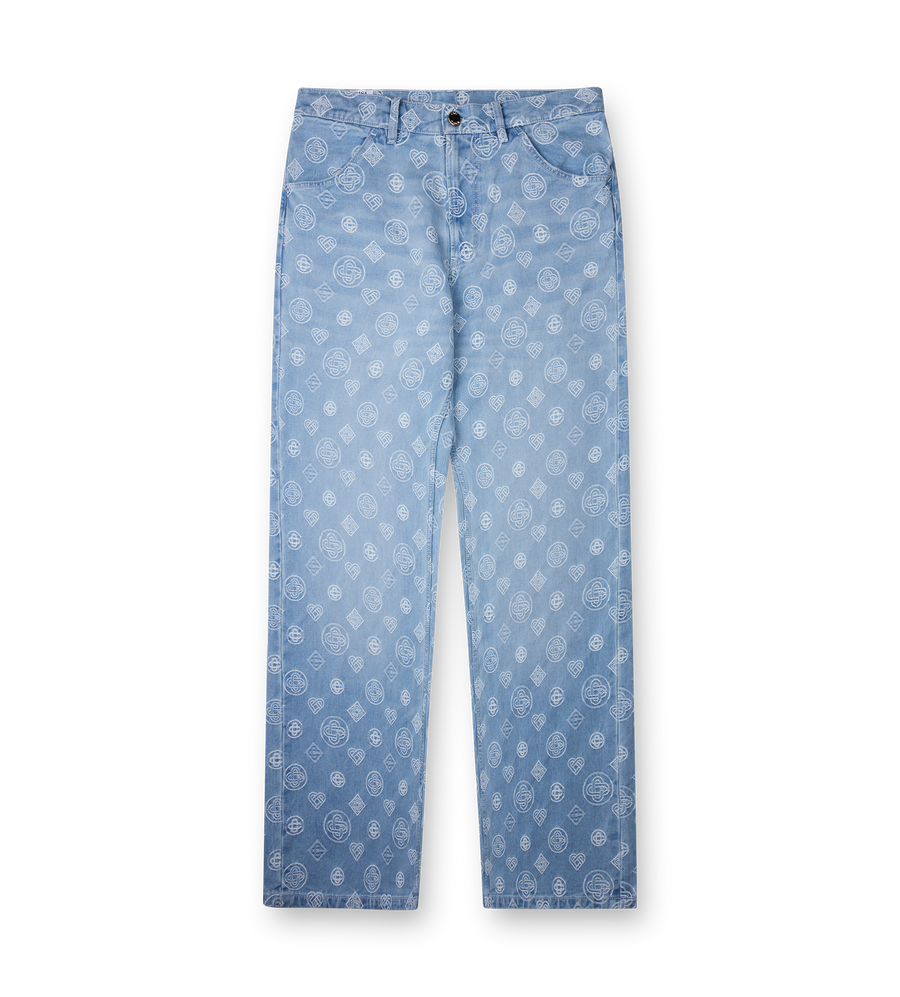 Casablanca Denim Monogram Relaxed Fit Jeans in Blue