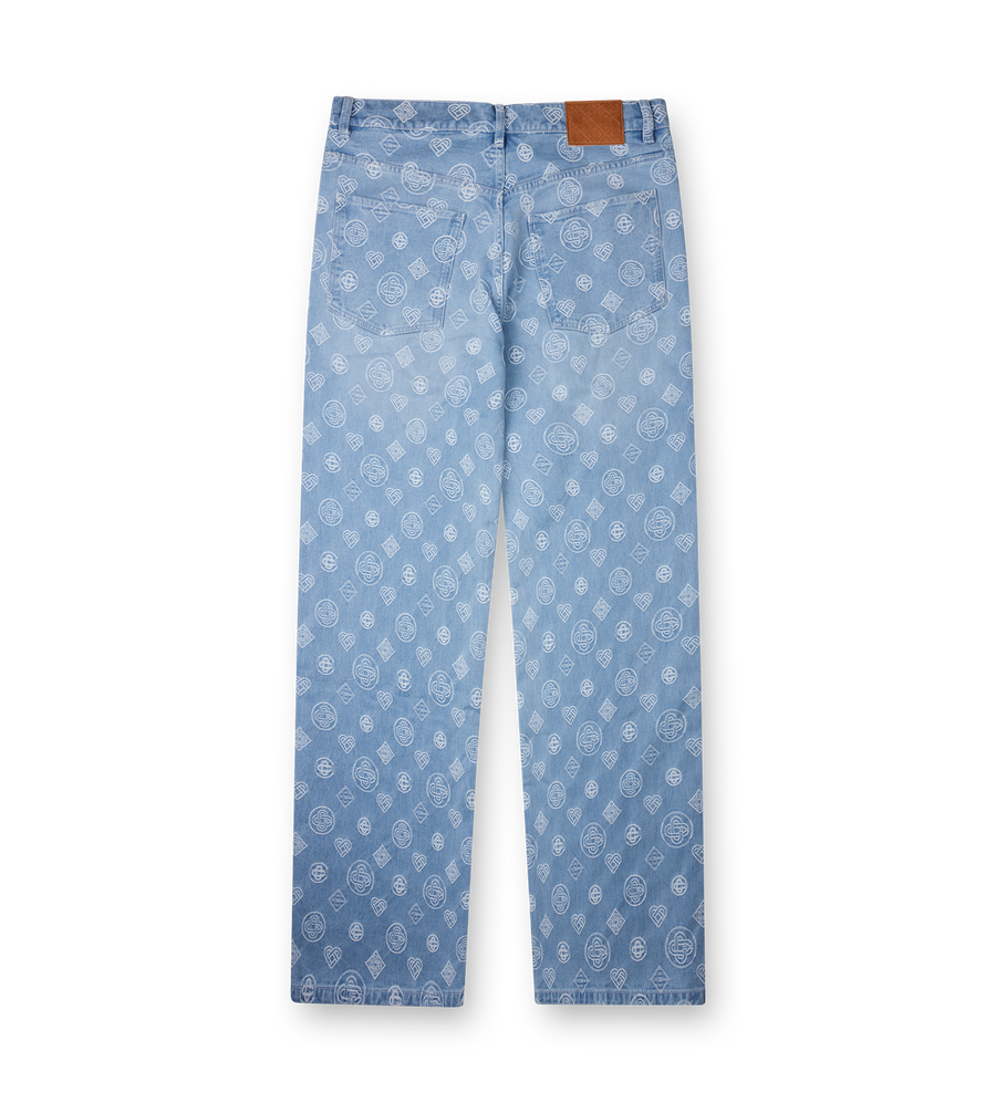 Casablanca Denim Monogram Relaxed Fit Jeans in Blue