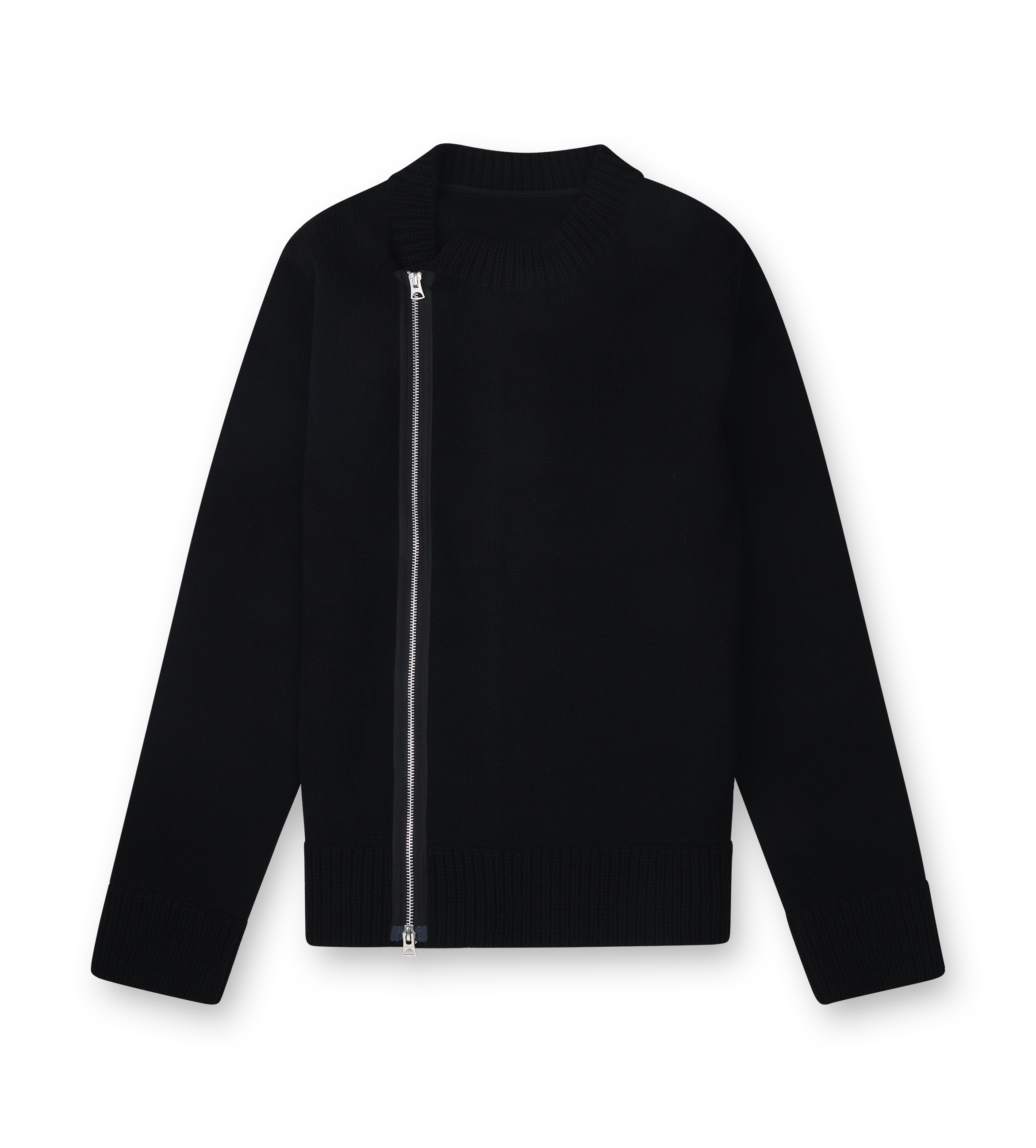 Sacai Wool Knit Blouson Sweater in Black