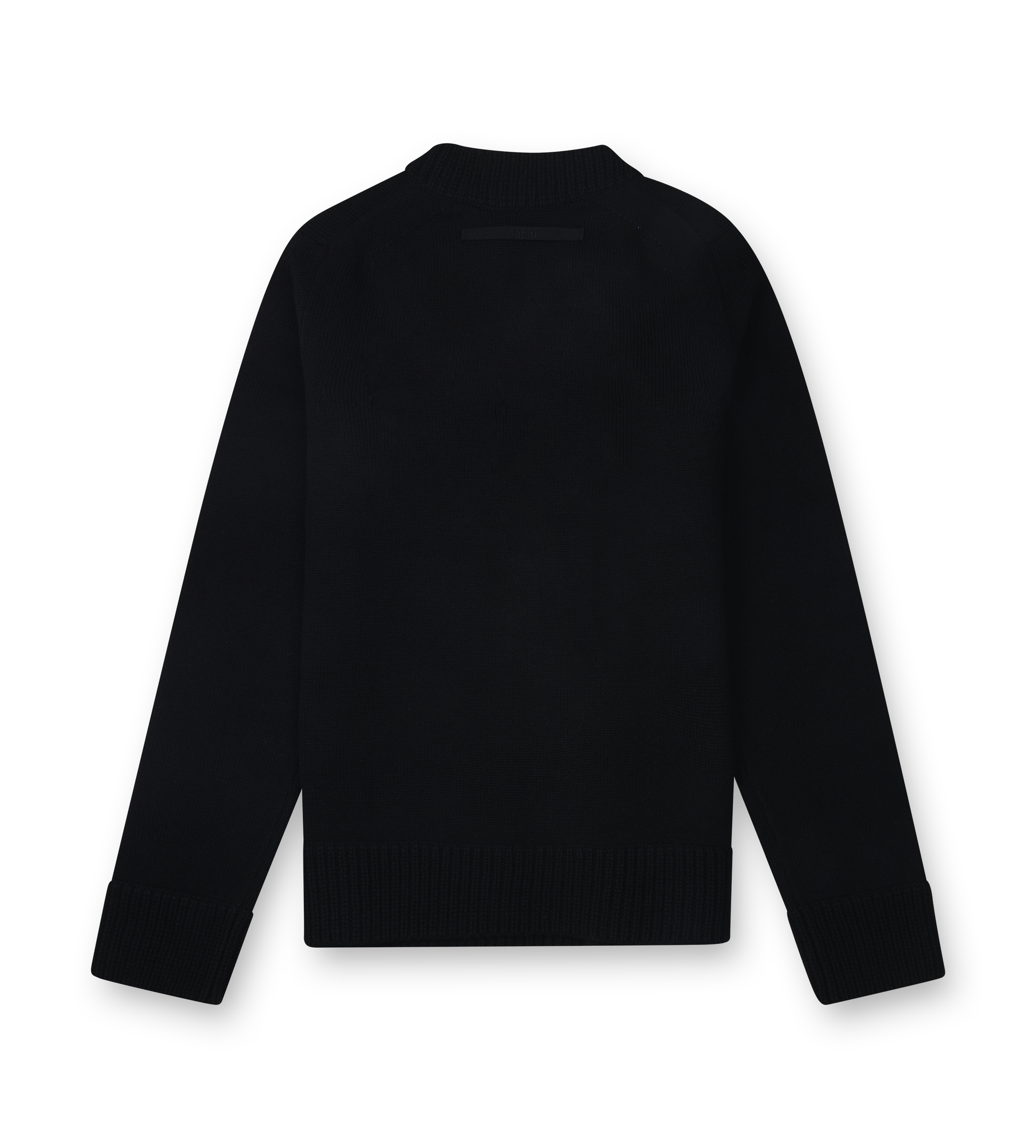 Sacai Wool Knit Blouson Sweater in Black