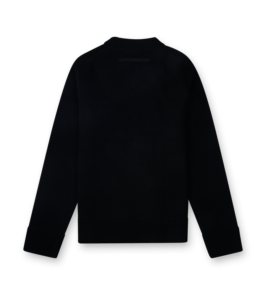 Sacai Wool Knit Blouson Sweater in Black