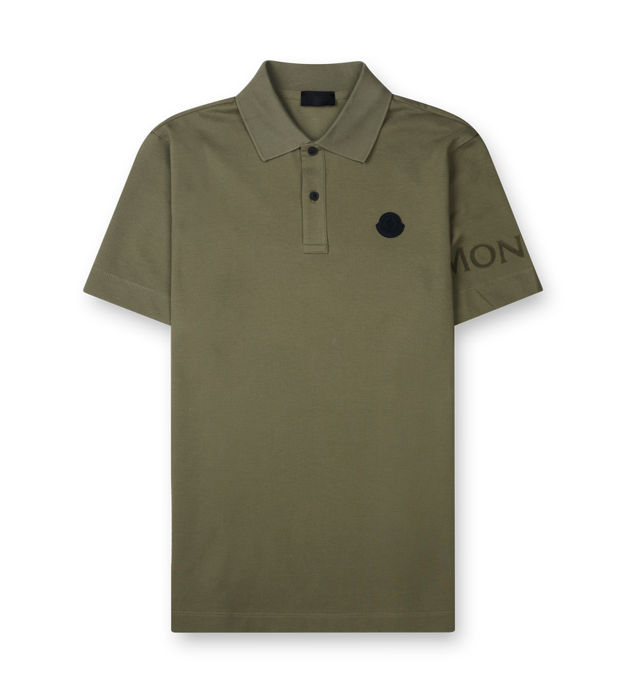 Moncler Logo Cotton Piquet Polo Shirt in Army Green