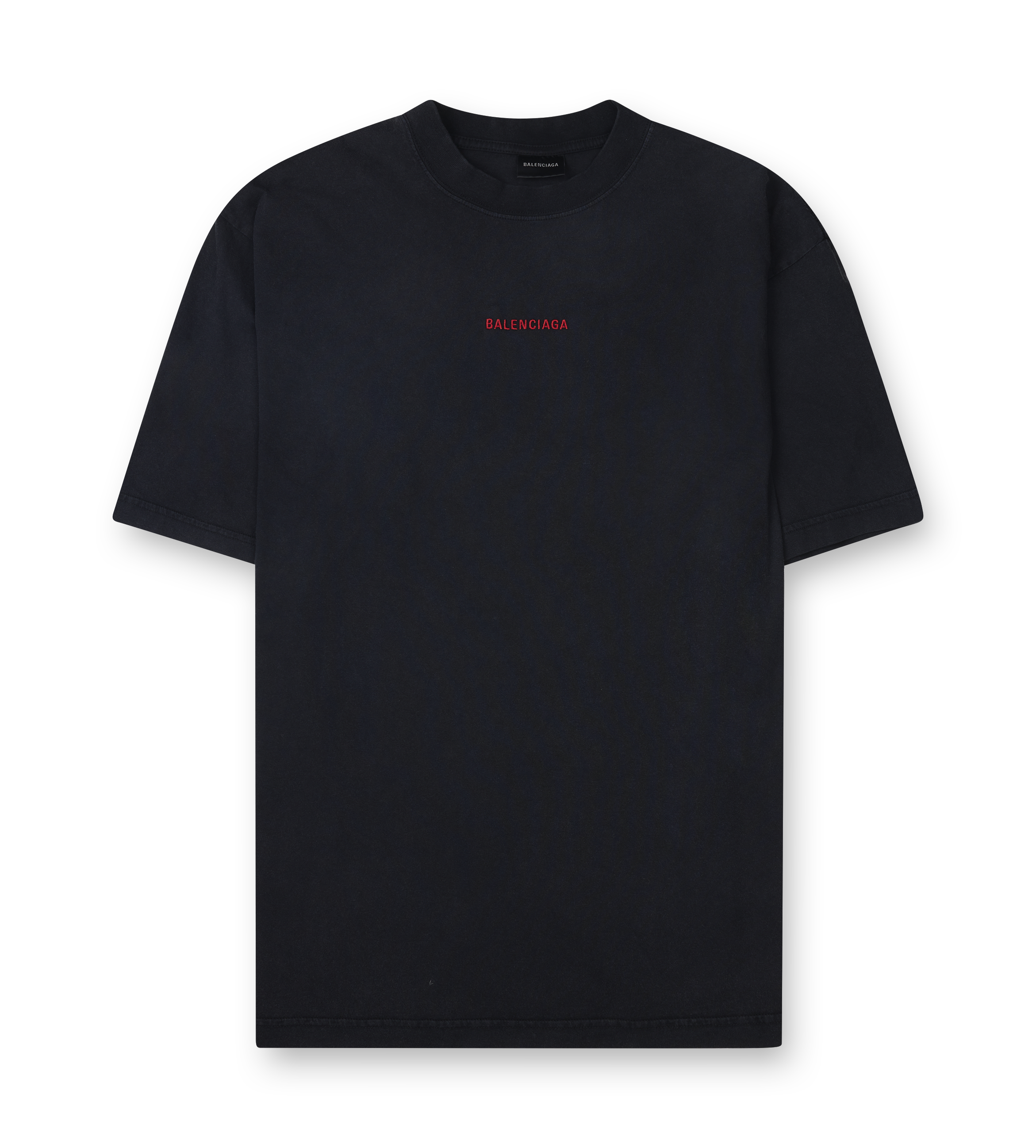 Balenciaga Back T-Shirt Medium Fit Faded Dry Jersey in Faded Black/Red