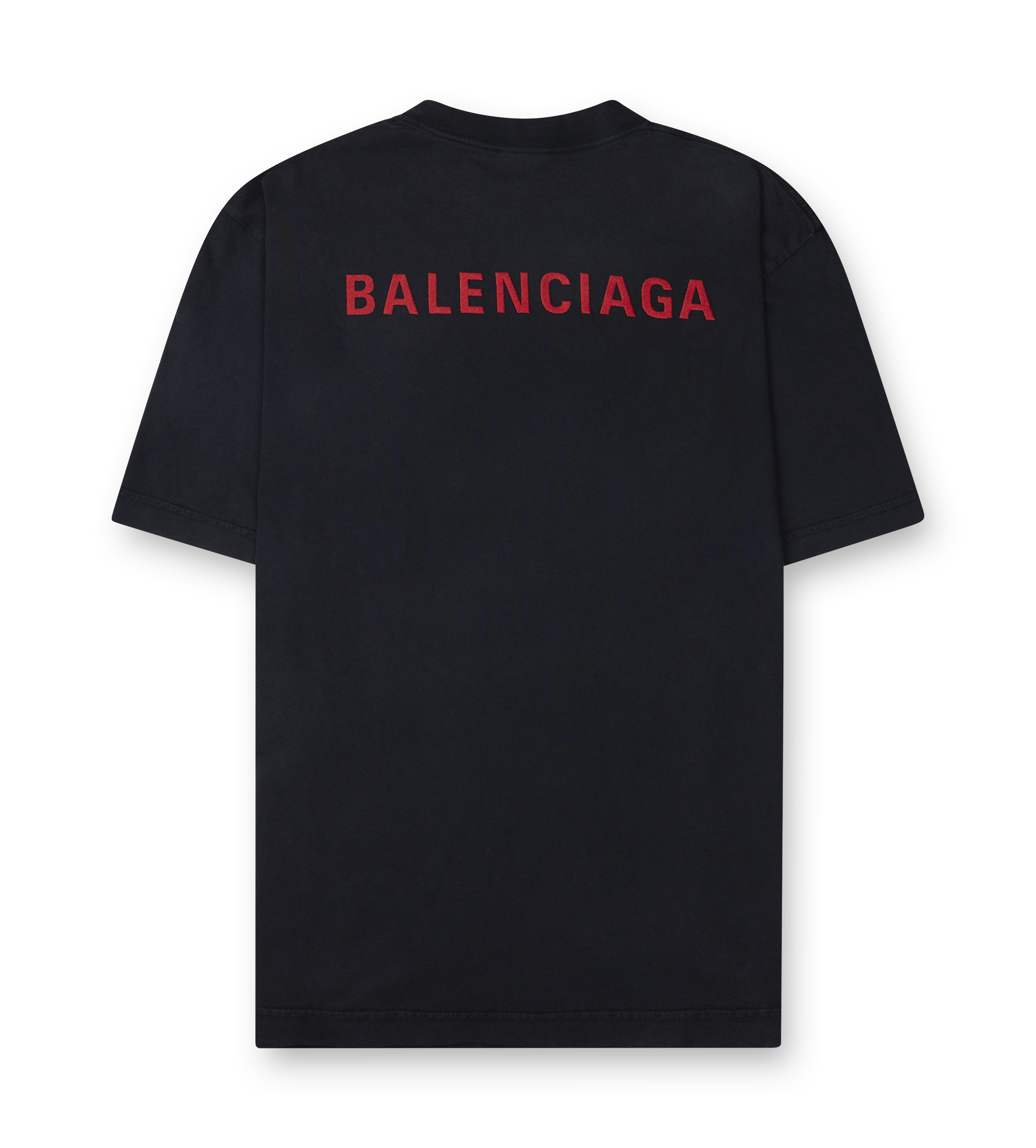 Balenciaga Back T-Shirt Medium Fit Faded Dry Jersey in Faded Black/Red