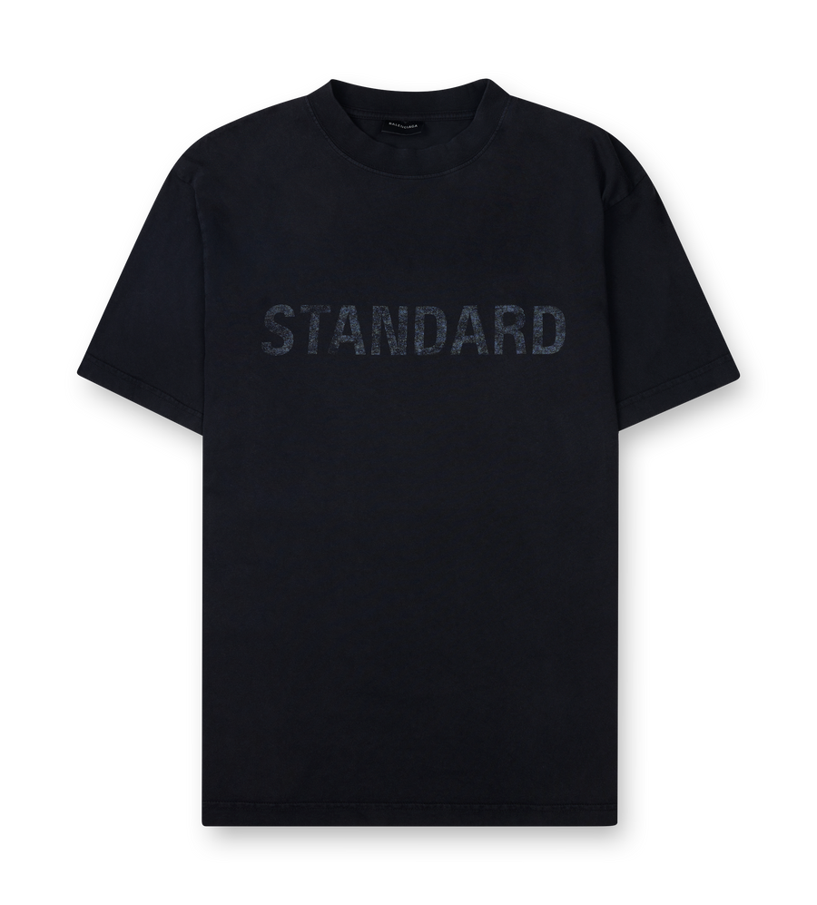 Balenciaga Standard T-Shirt Regular Fit Faded Dry Jersey in Black