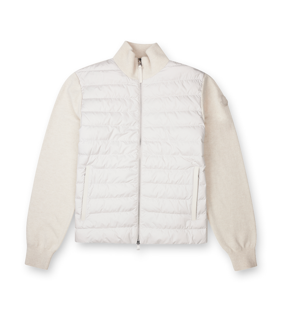 Moncler Padded Wool &amp; Cashmere Zip-Up Cardigan in White
