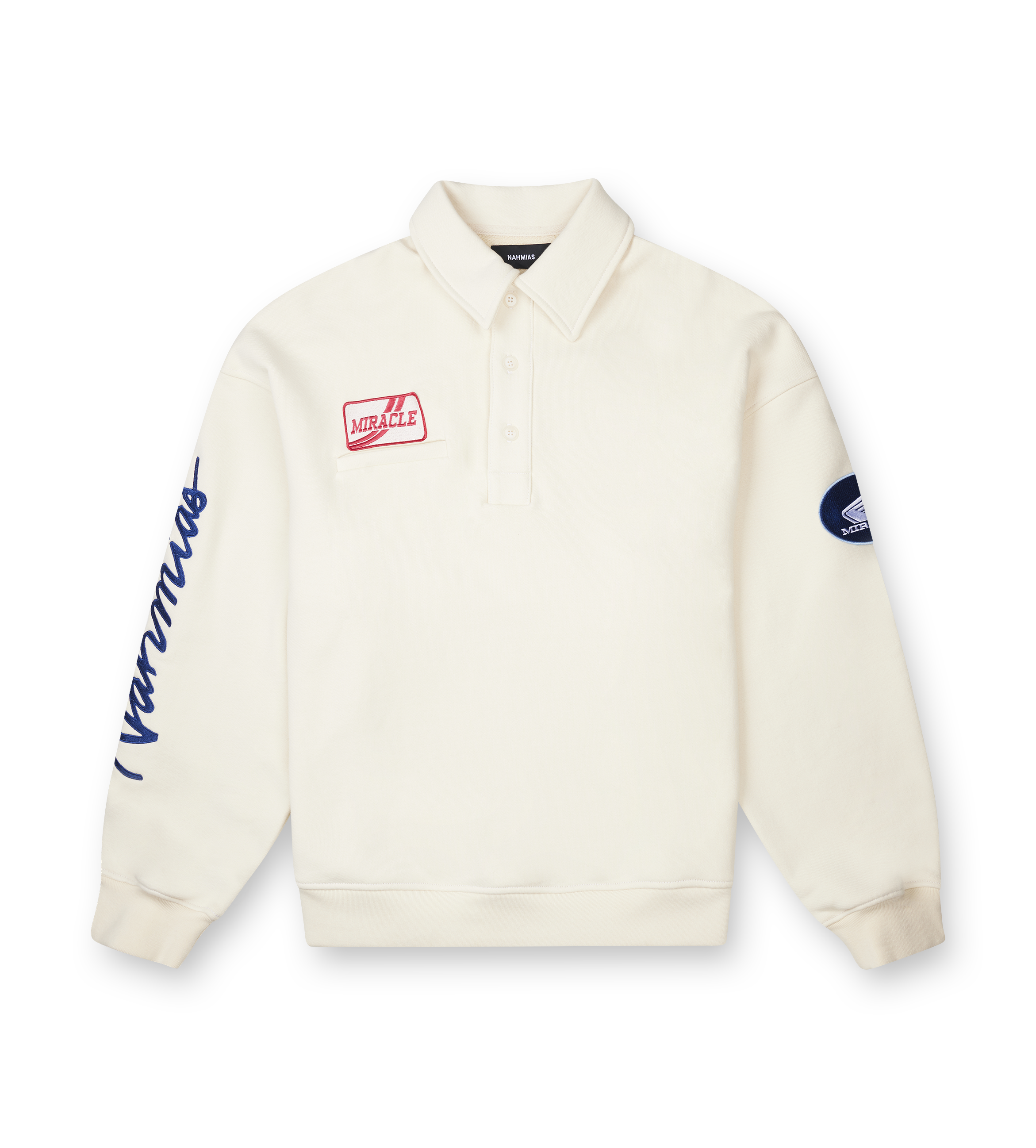 Nahmias L/S Polo Henley Shirt in Egg White