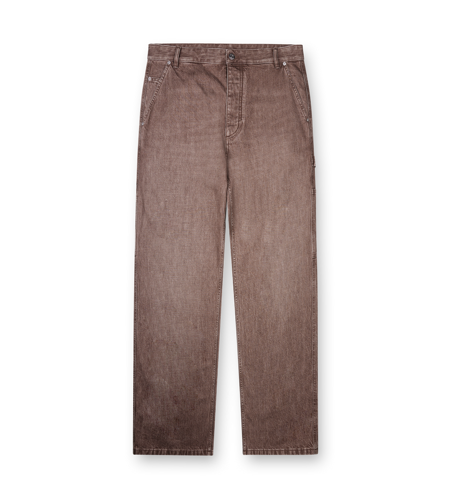 Bottega Veneta Straight-Leg Carpenter Jeans in Brown Denim
