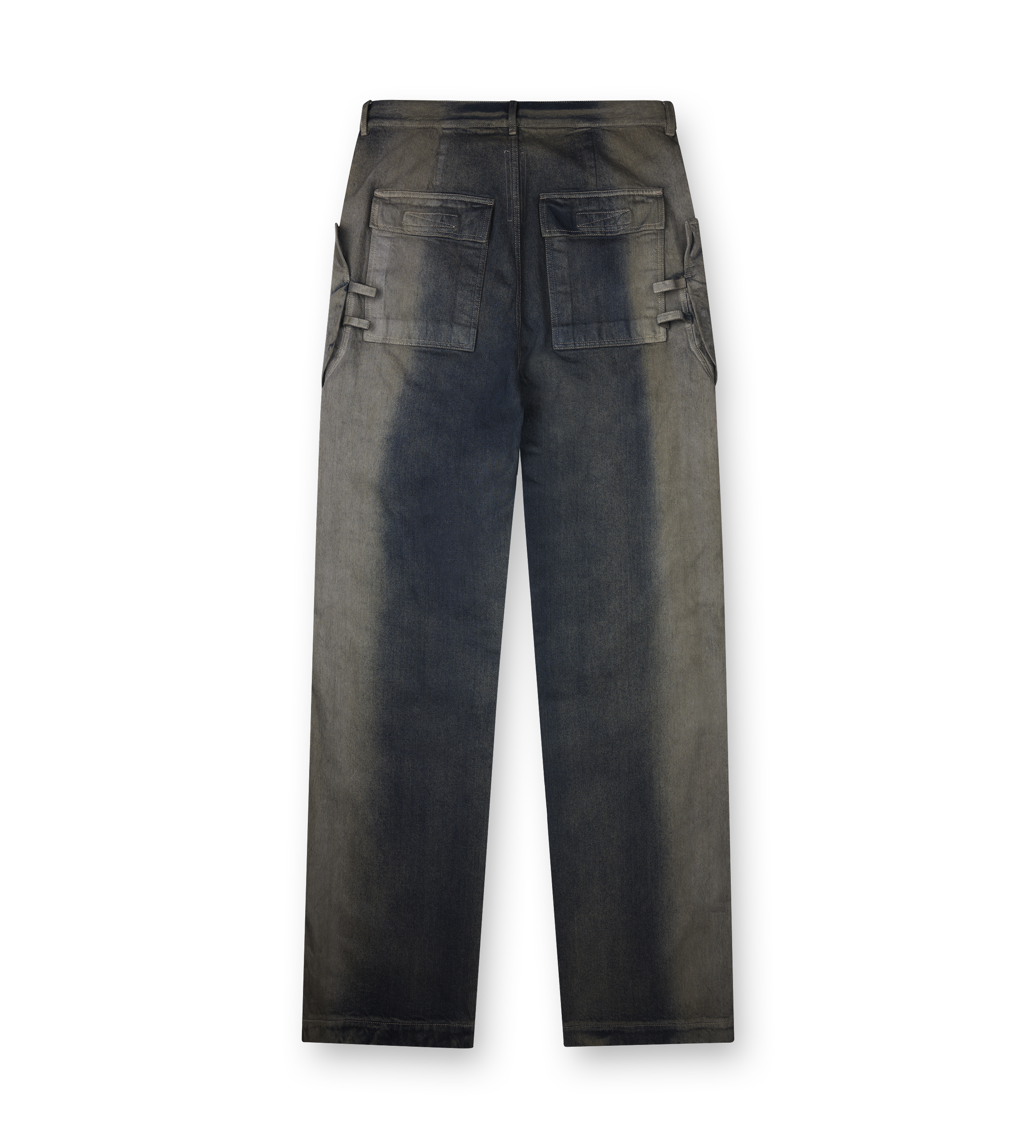 Rick Owens Wide-Leg Cargo Jeans in Faded Grey Denim