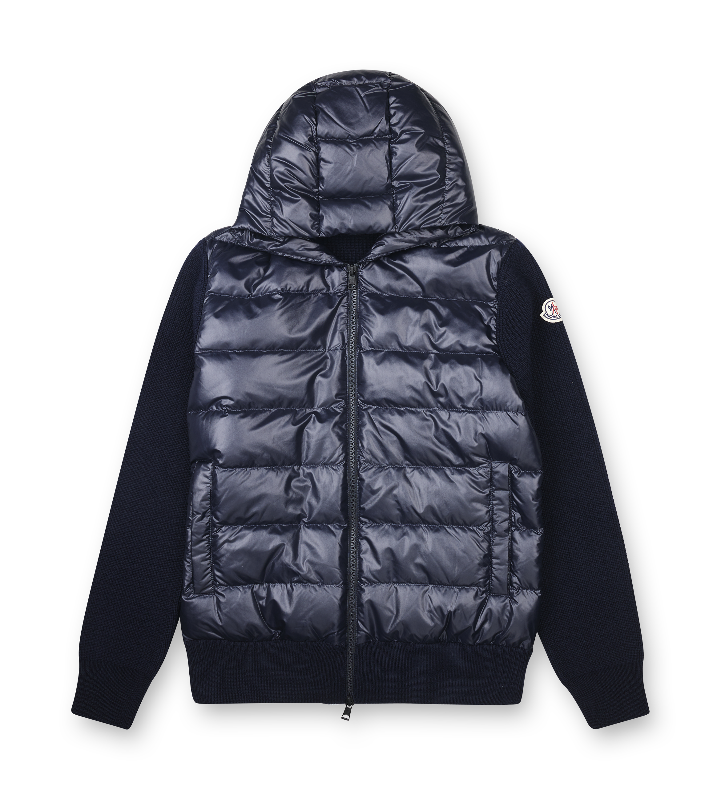 Moncler Padded Wool Zip-Up Hoodie in Navy blue