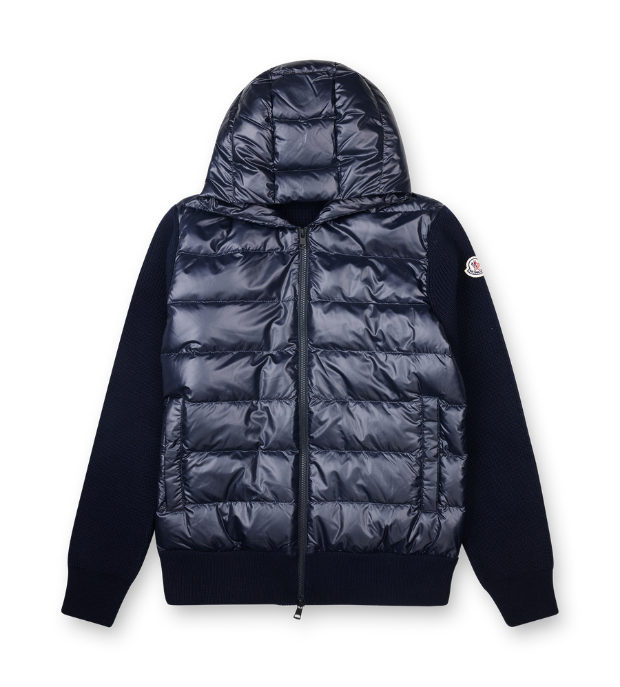 Moncler Padded Wool Zip-Up Hoodie in Navy blue