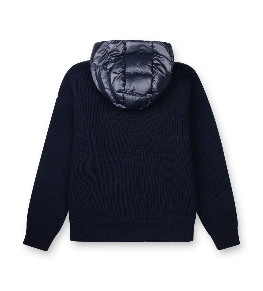 Moncler Padded Wool Zip-Up Hoodie in Navy blue