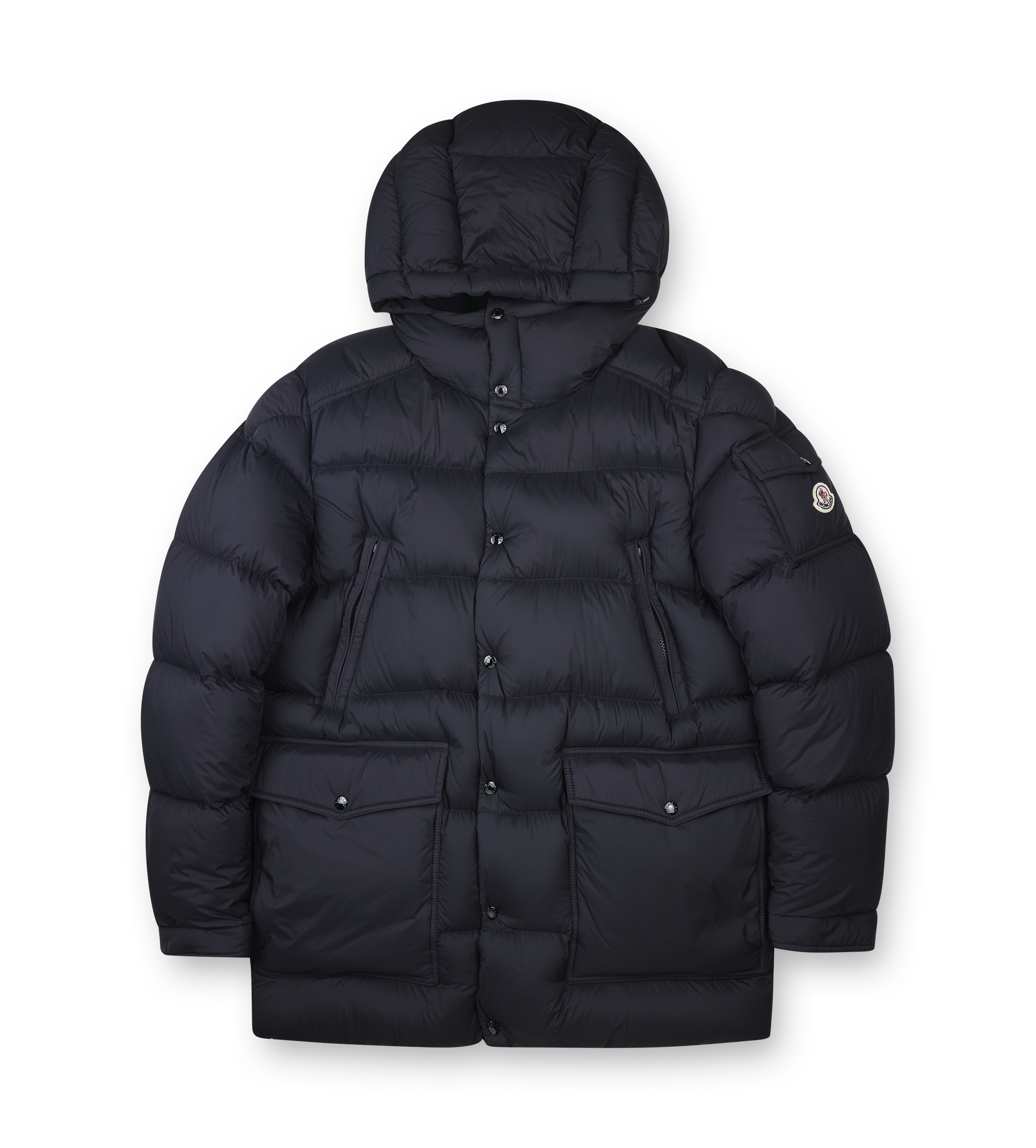 Moncler Bretagne Hooded Short Down Jacket in Black