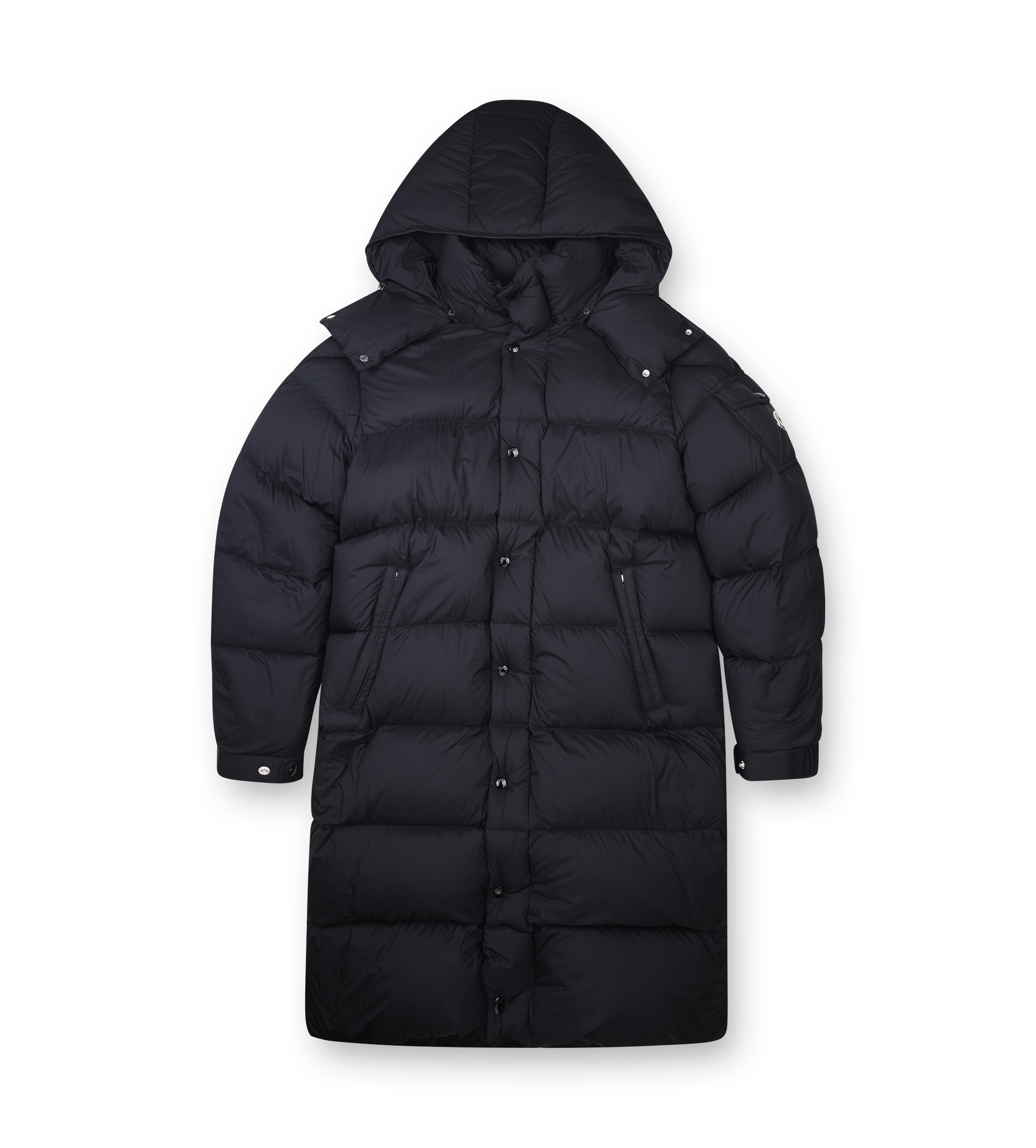 Moncler Hanoverian Hooded Long Down Jacket in Night Blue
