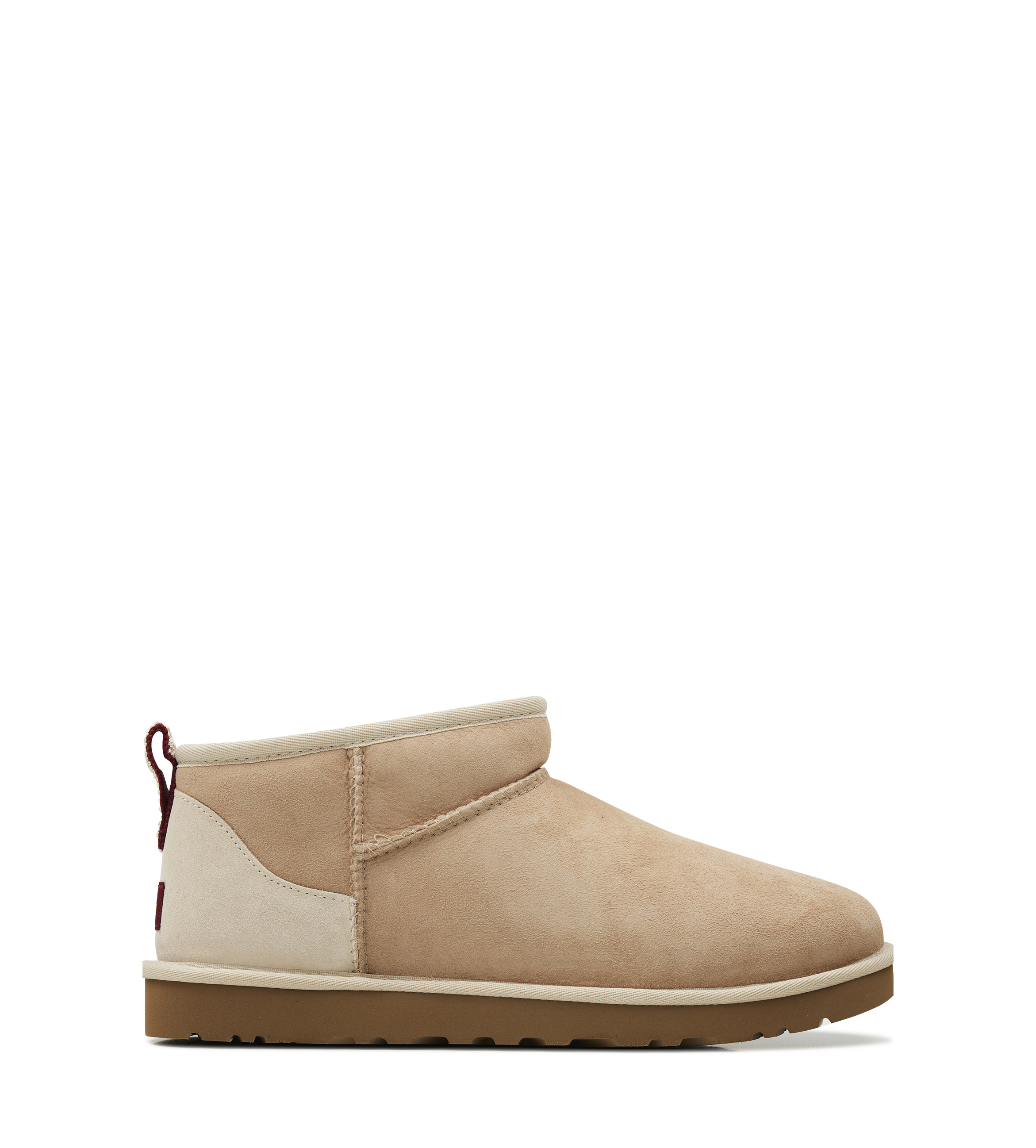 UGG Classic Ultra Mini Boots in Driftwood / Biking Red
