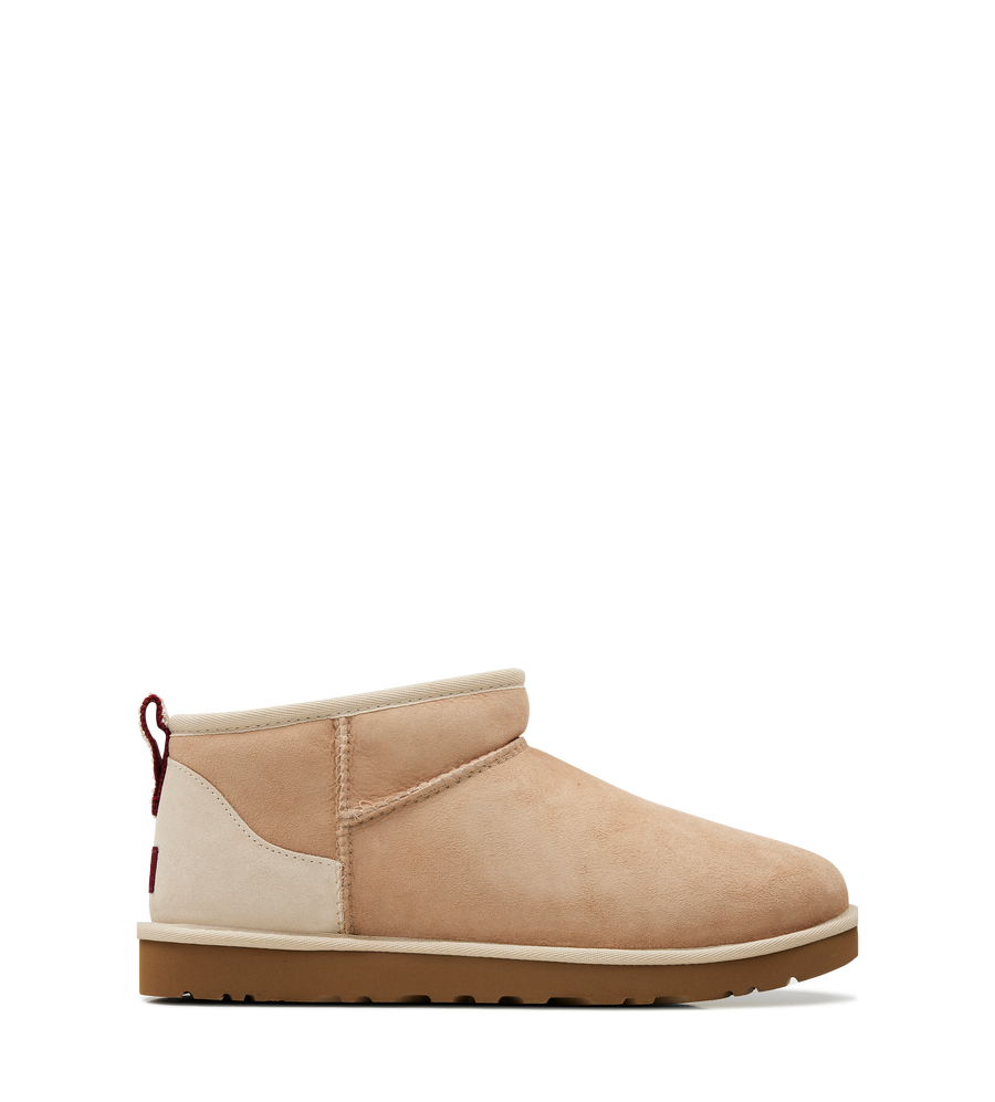 UGG Classic Ultra Mini Boots in Driftwood / Biking Red