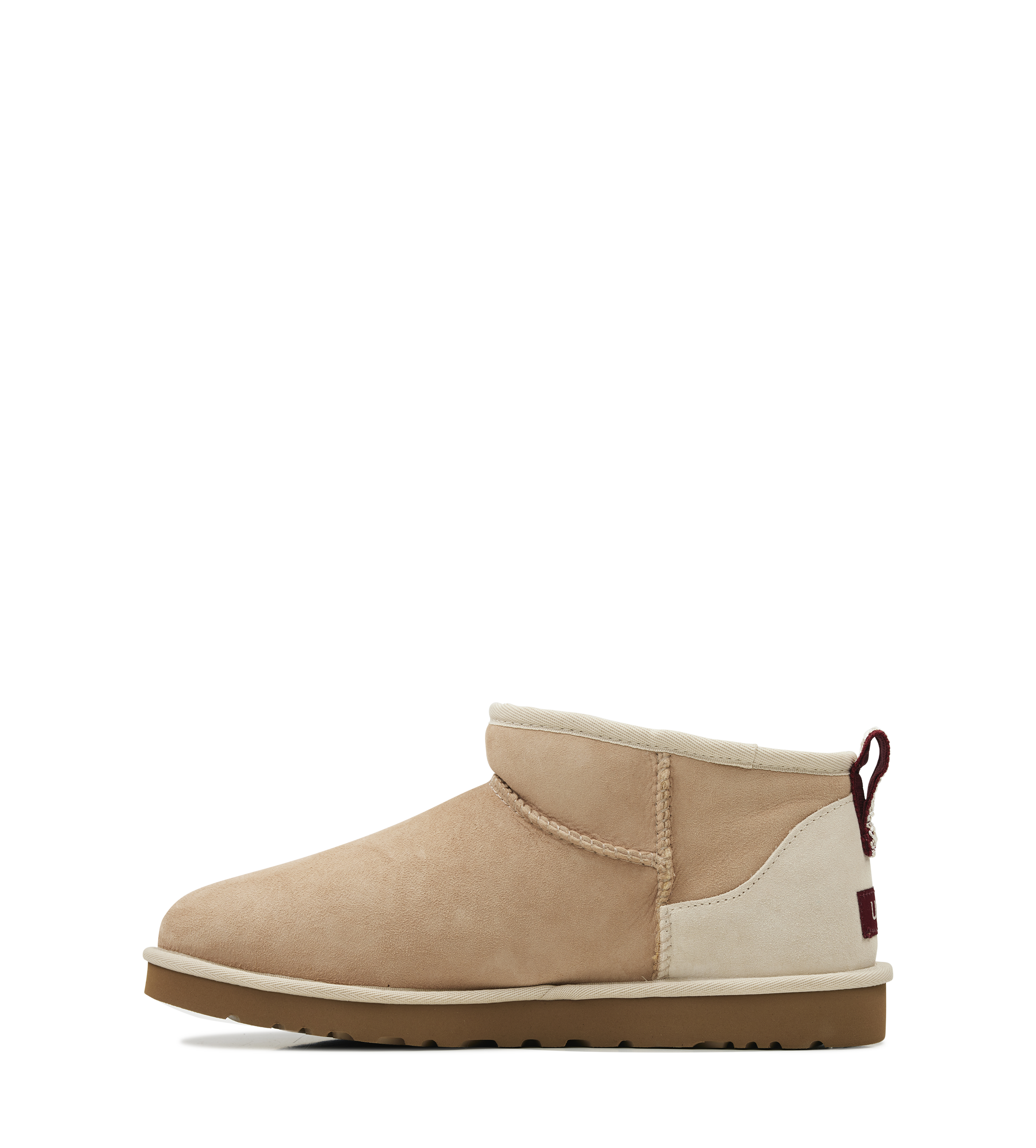 UGG Classic Ultra Mini Boots in Driftwood / Biking Red