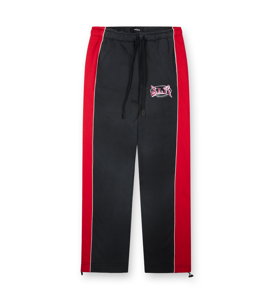 Nahmias Striped Wide Cotton Sweatpants in Aged Black