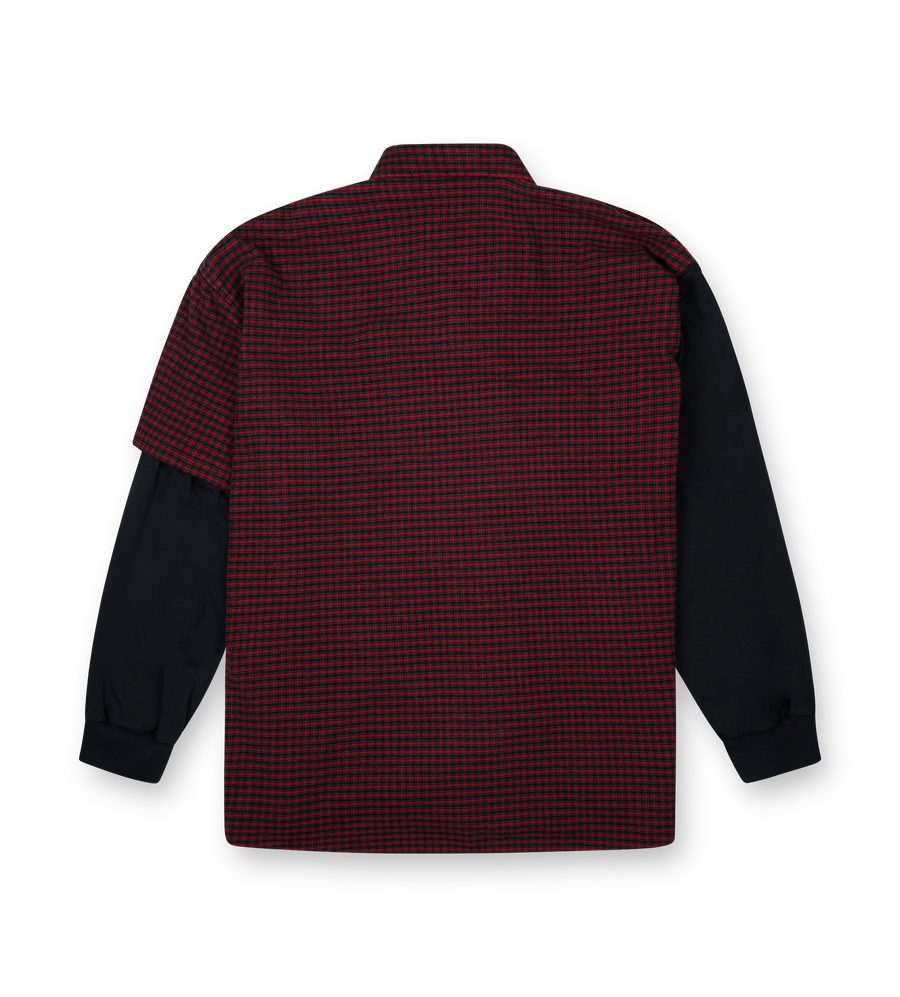 Balenciaga Patched Check Flannel Shirt in Black and Red