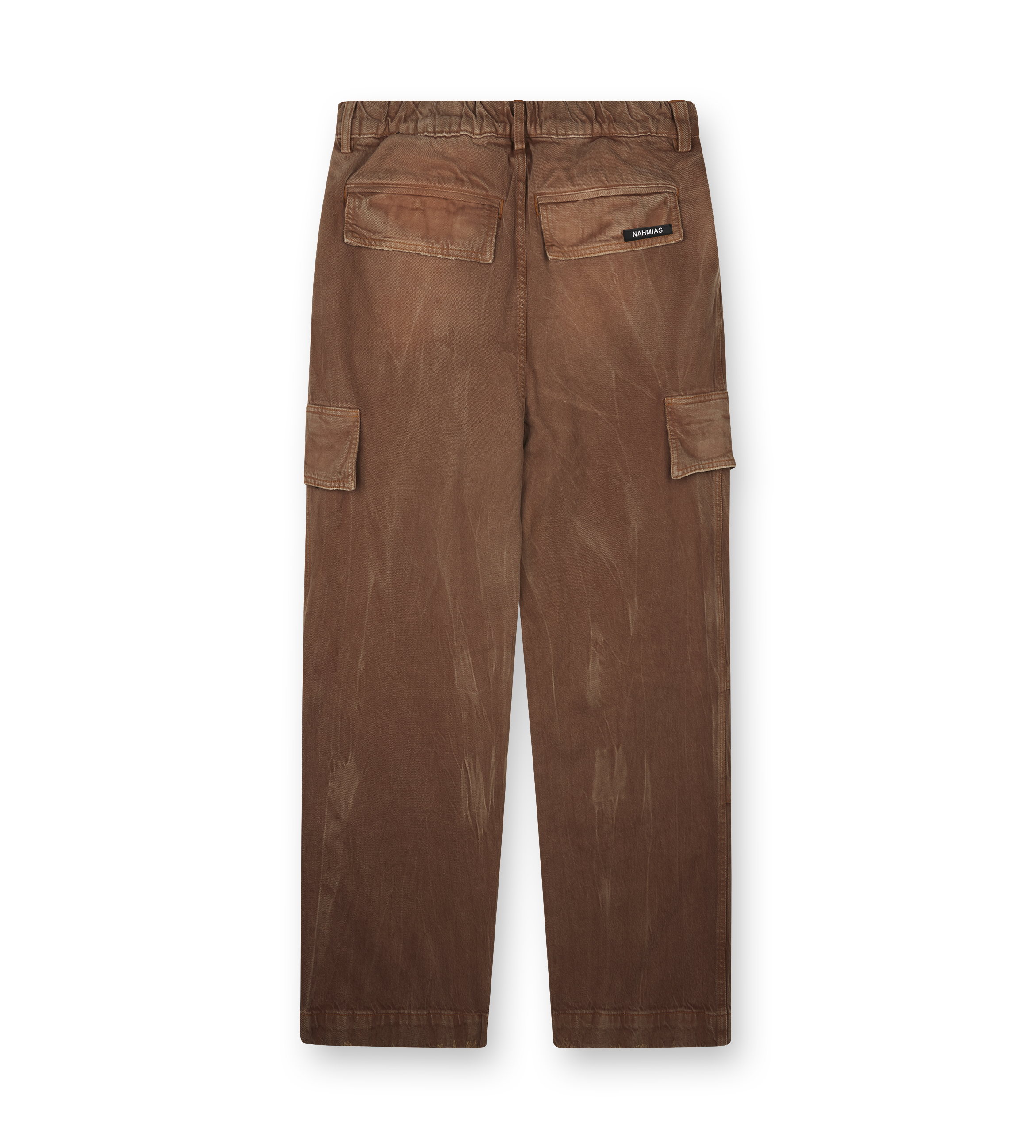 Nahmias Denim Cargo Trousers in Brown Faded Denim