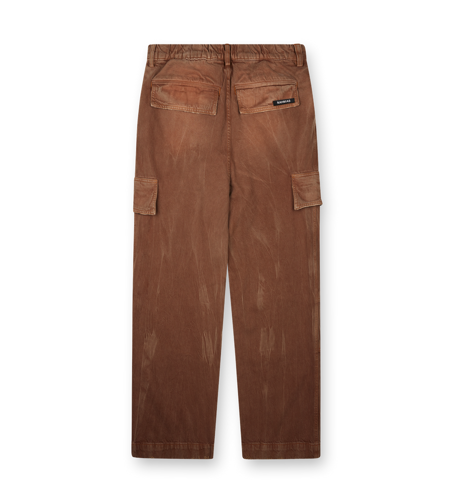 Nahmias Denim Cargo Trousers in Brown Faded Denim