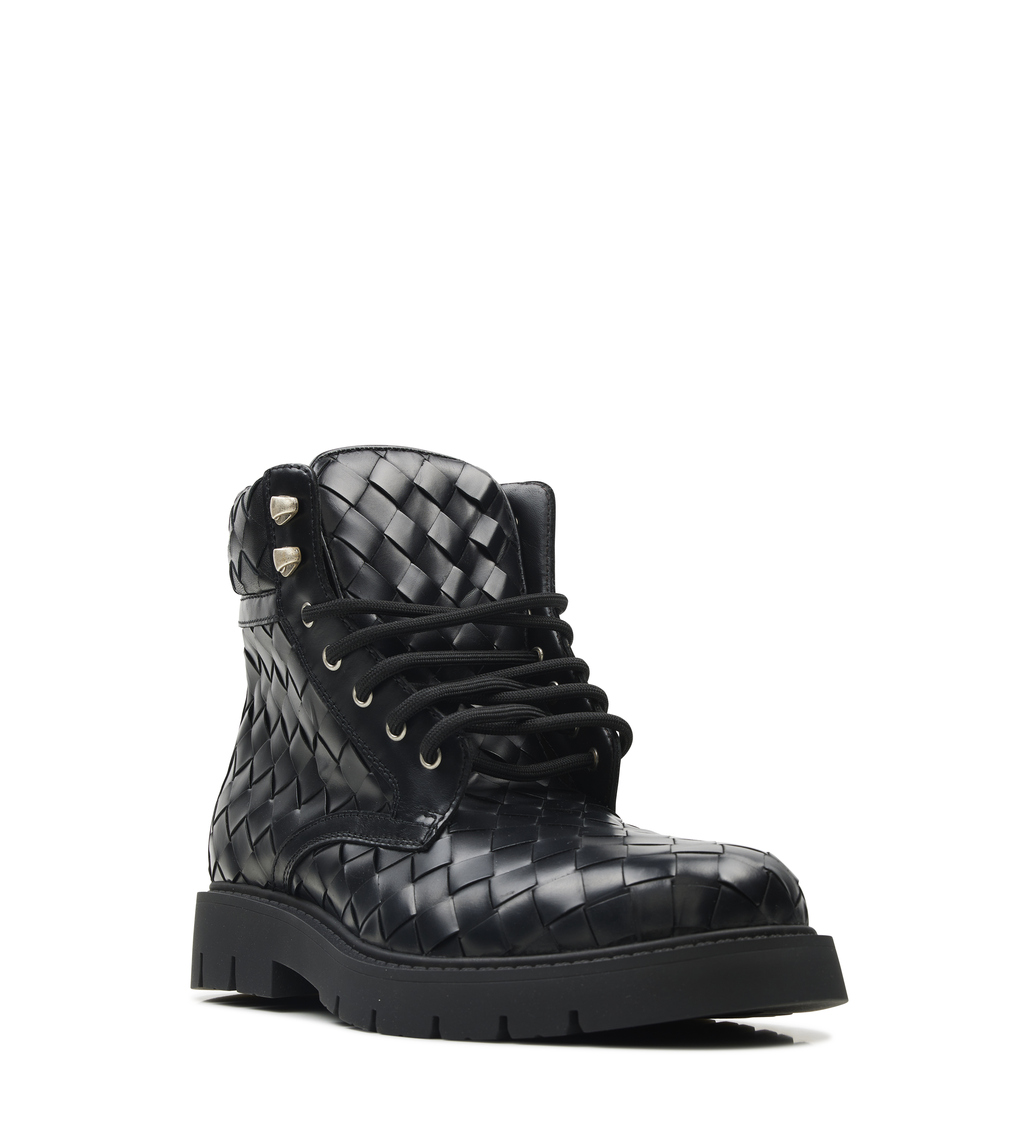 Bottega Veneta Haddock Lace-Up Ankle Boot in Black Leather