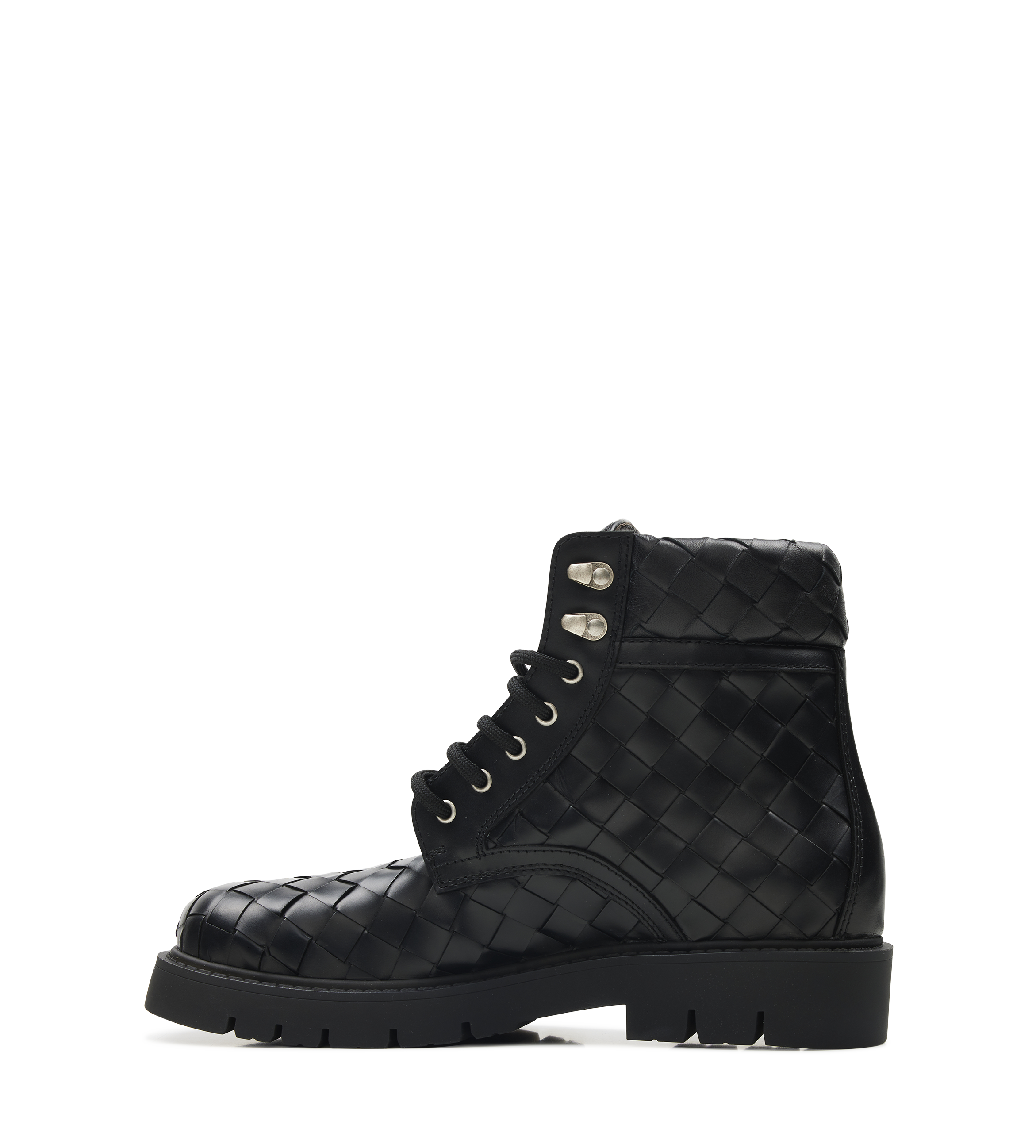 Bottega Veneta Haddock Lace-Up Ankle Boot in Black Leather