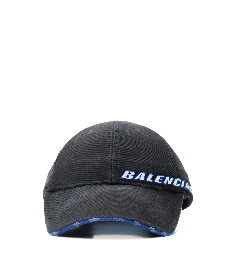 Balenciaga Logo Embroidery Gabardine Baseball Cap in Black