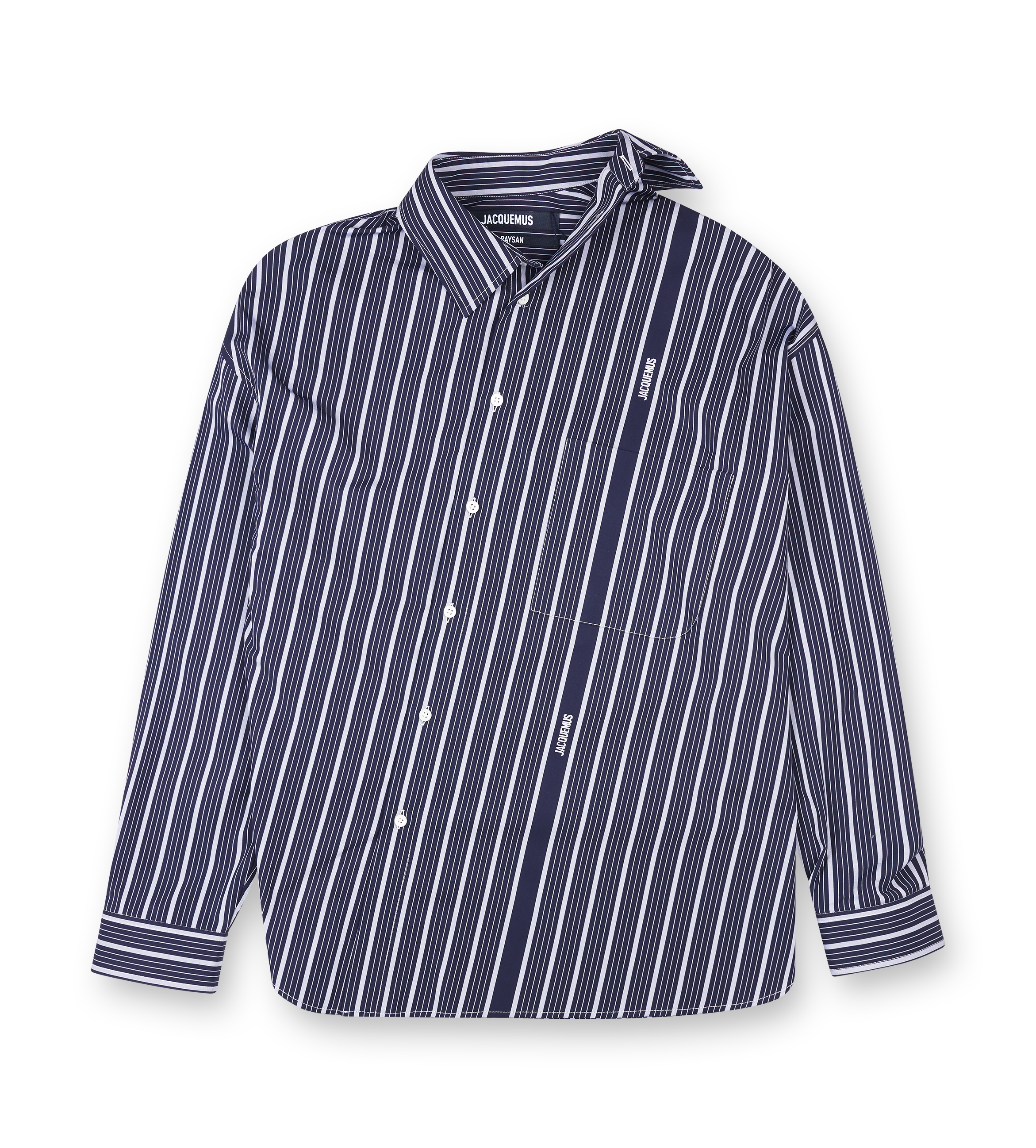 Jacquemus The Cuadro Long-Sleeve Shirt in Navy/White