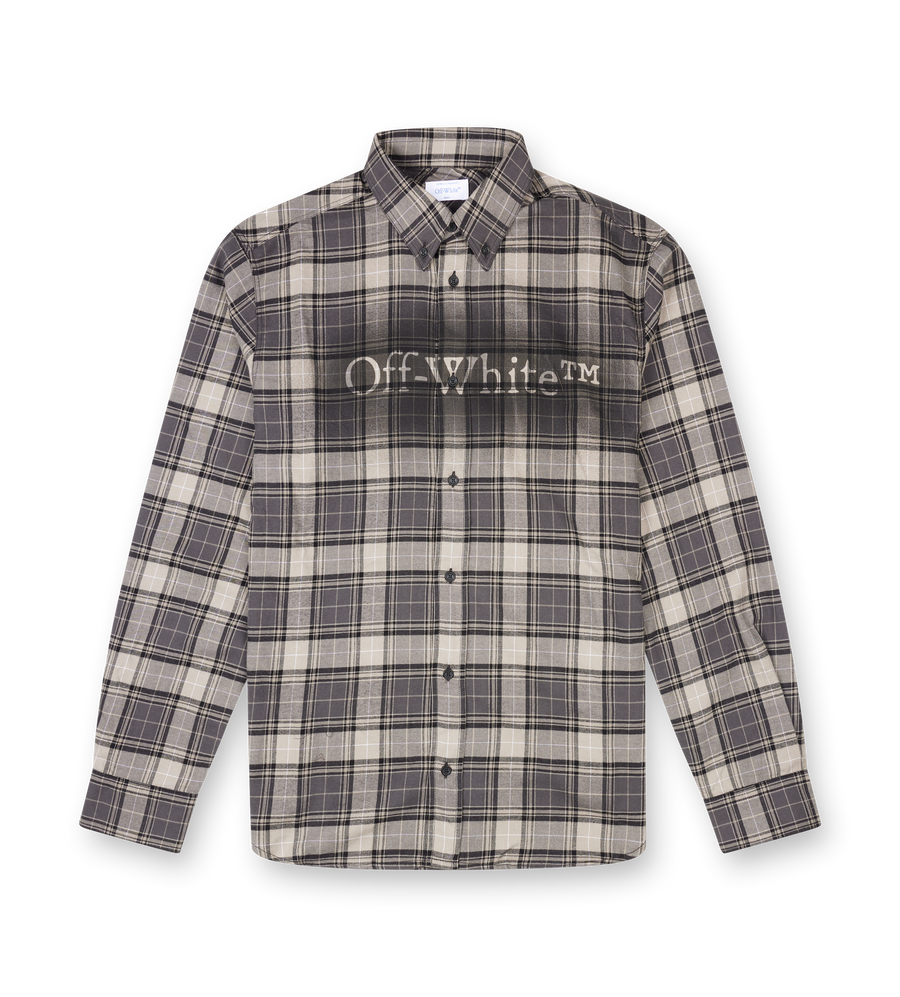 Off-White Plaid Long Sleeve Shirt in Grey