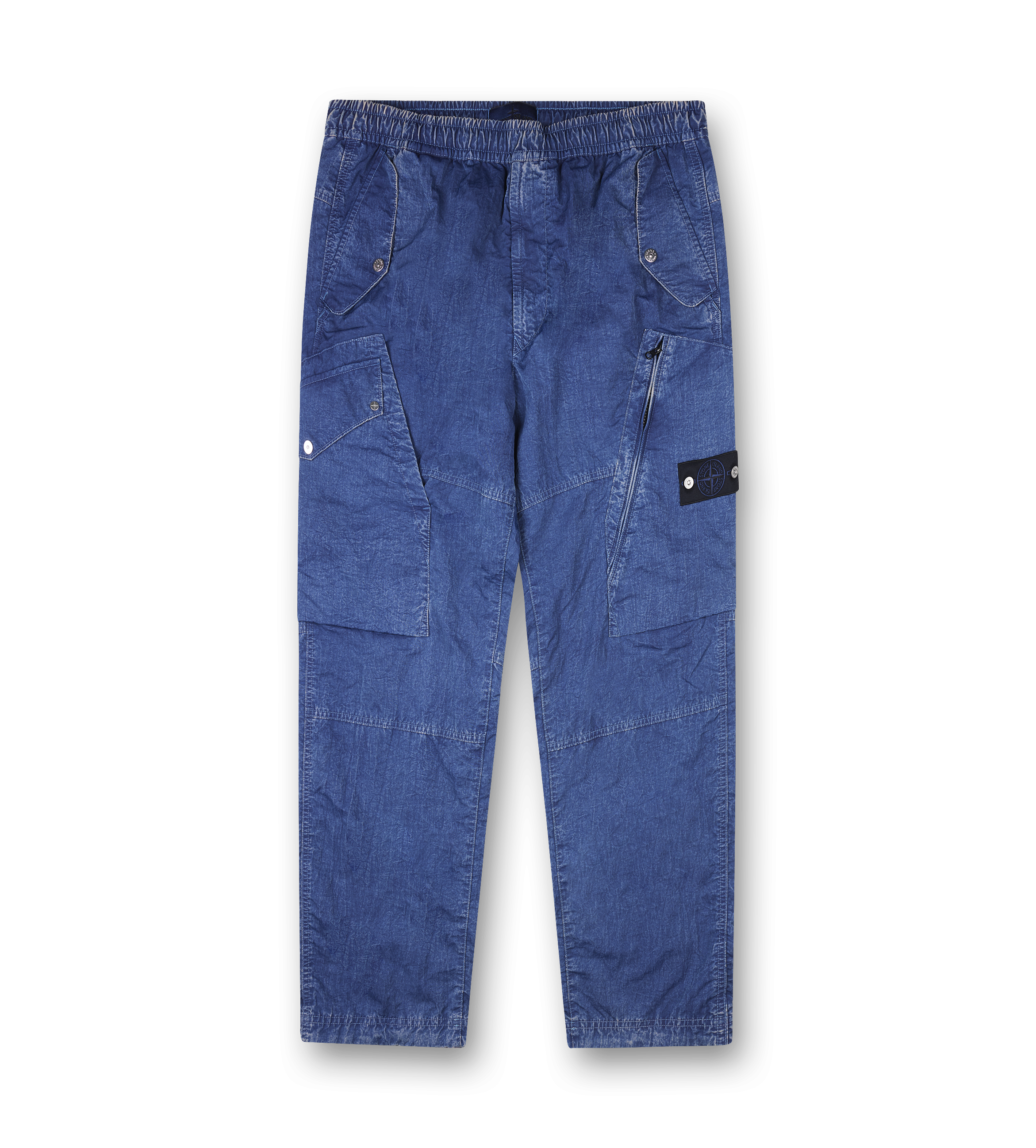 Stone Island Hollow Fibre Nylon Cargo Denim Trousers in Indigo