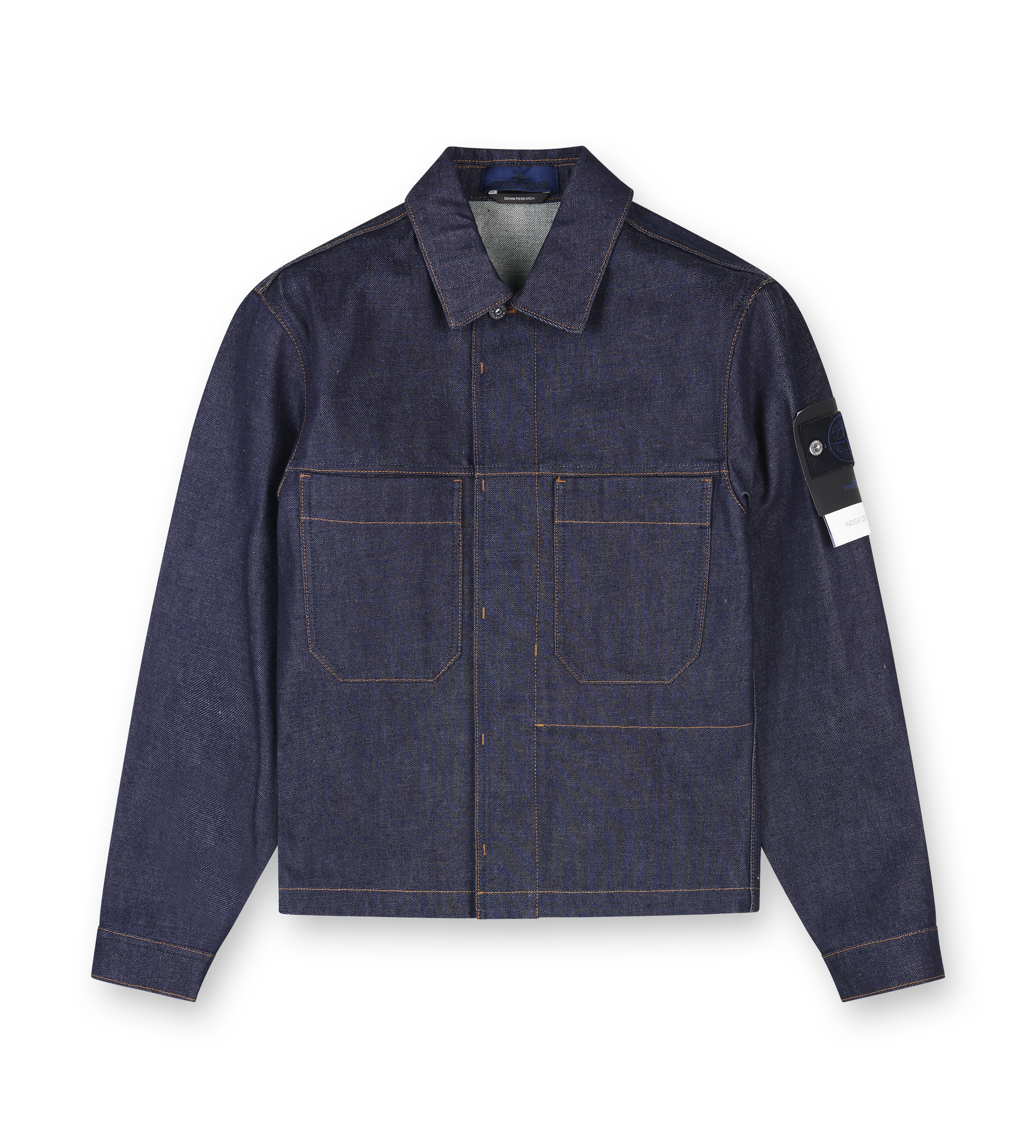 Stone Island Indigo Denim-Raw Coach Jacket in Blue Raw
