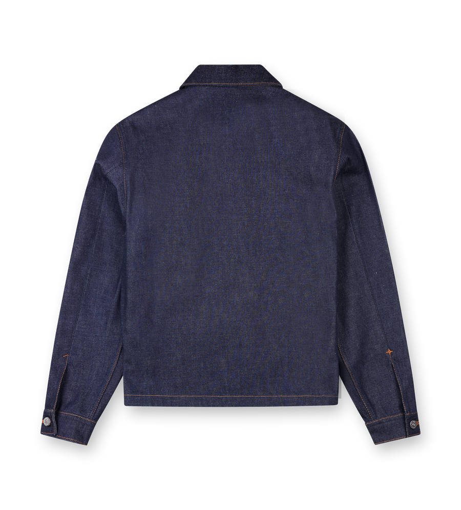 Stone Island Indigo Denim-Raw Coach Jacket in Blue Raw