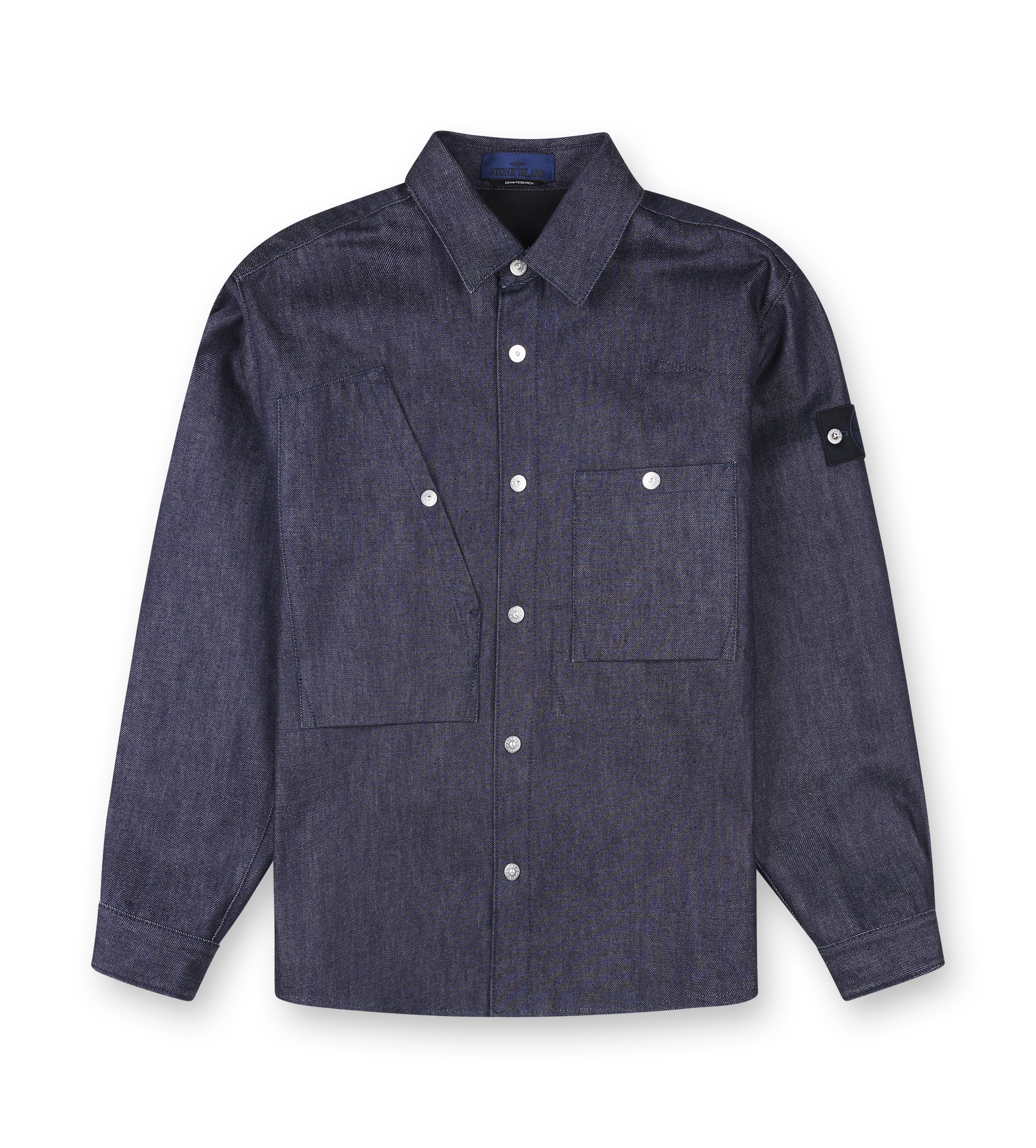 Stone Island Indigo Denim-Raw Overshirt in Blue Raw