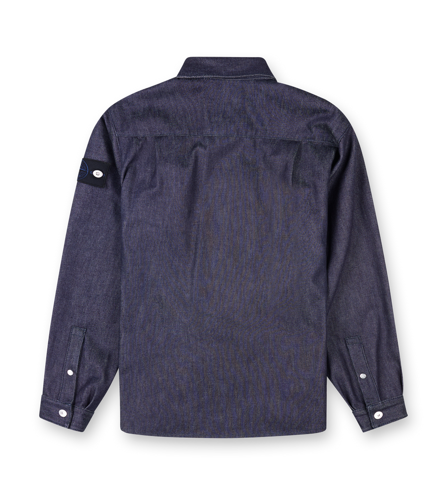 Stone Island Indigo Denim-Raw Overshirt in Blue Raw